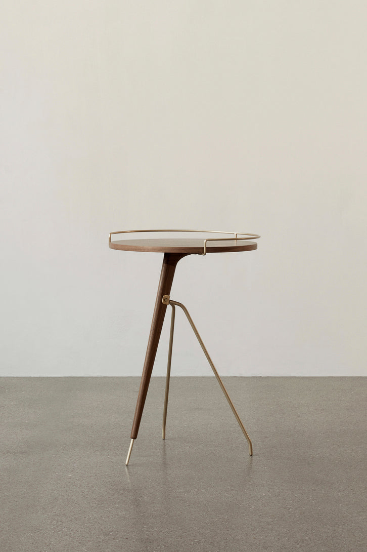 UMANOFF side table walnut wood with brass finish