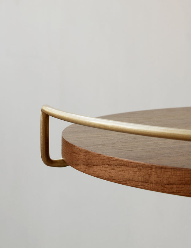 UMANOFF side table walnut wood with brass finish