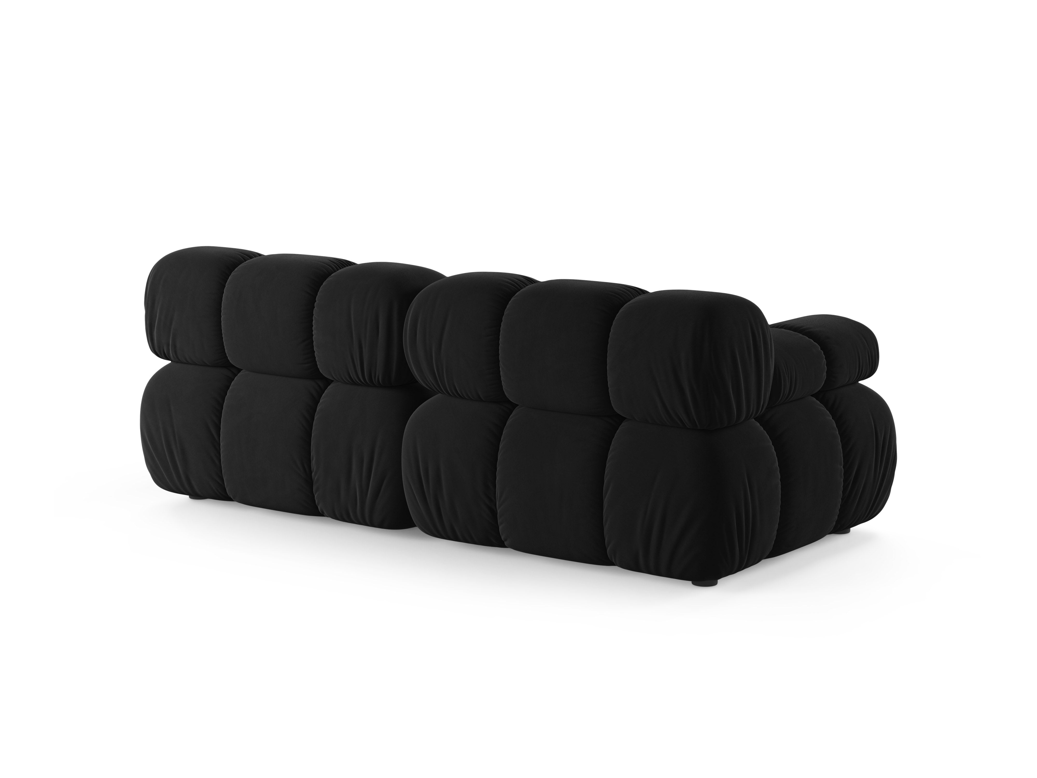 Velvet modular 2-seater sofa BELLIS in black