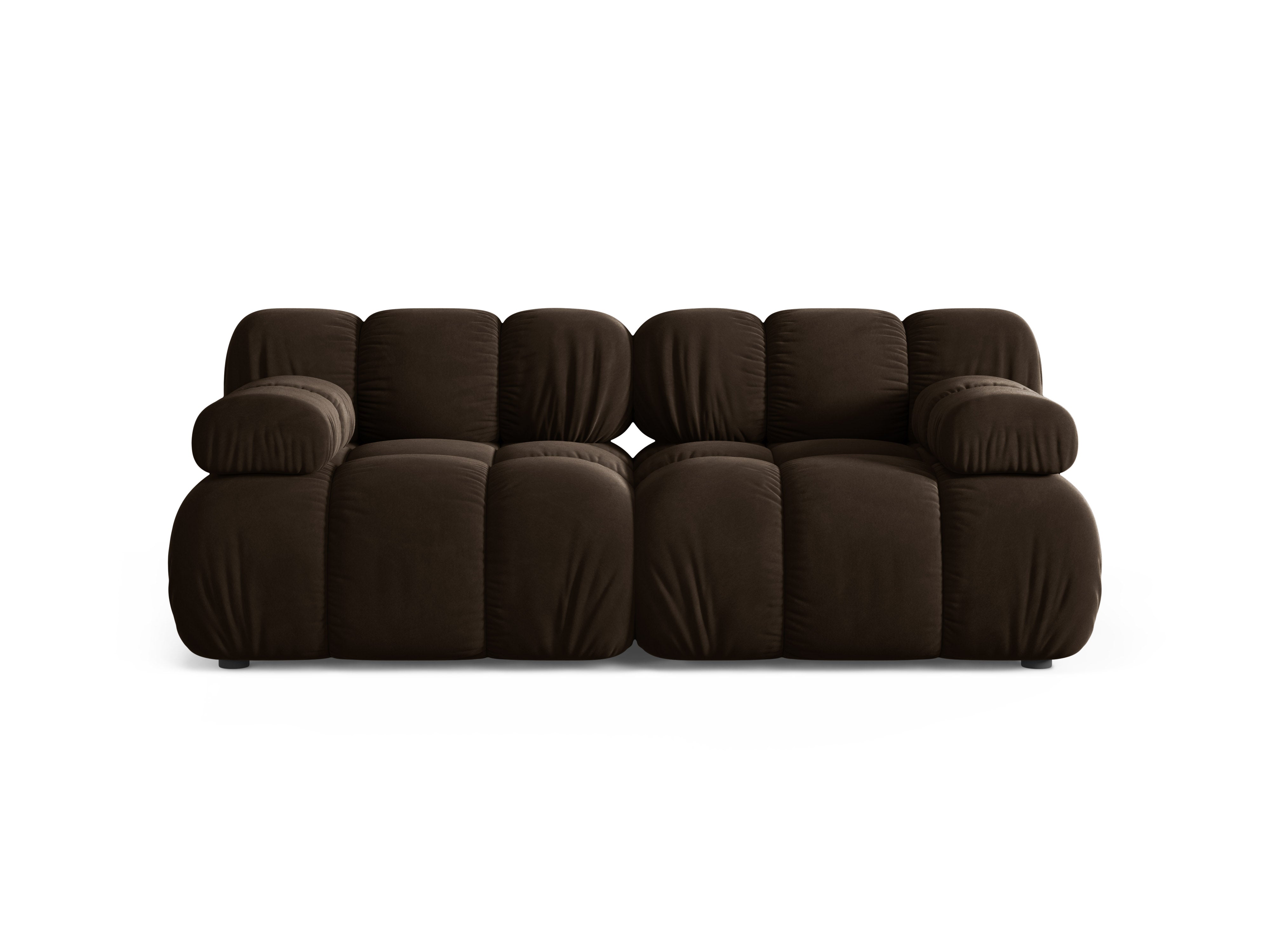 Chocolate velvet 2-seater modular sofa BELLIS