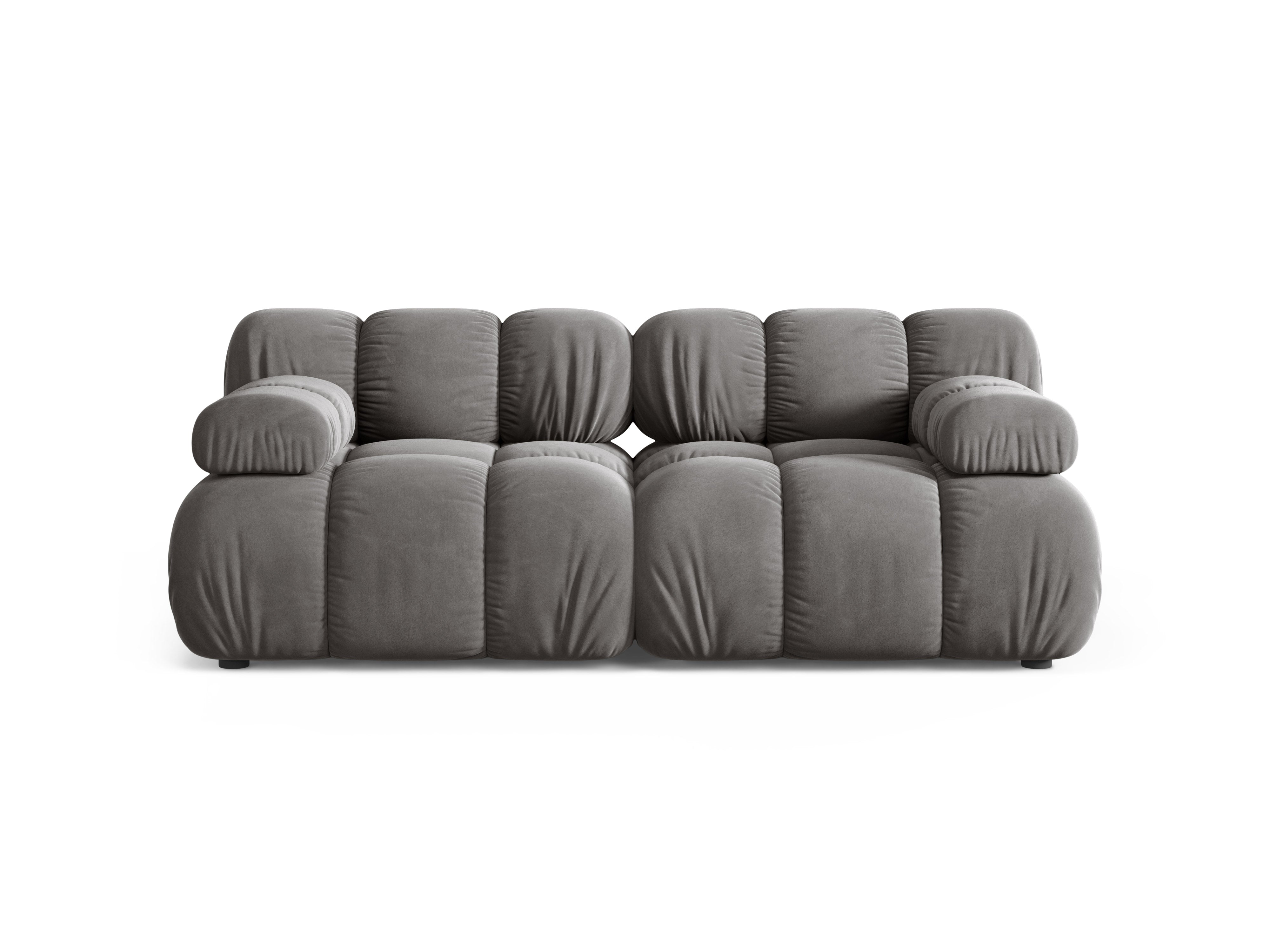 Gray velvet 2-seater modular sofa BELLIS