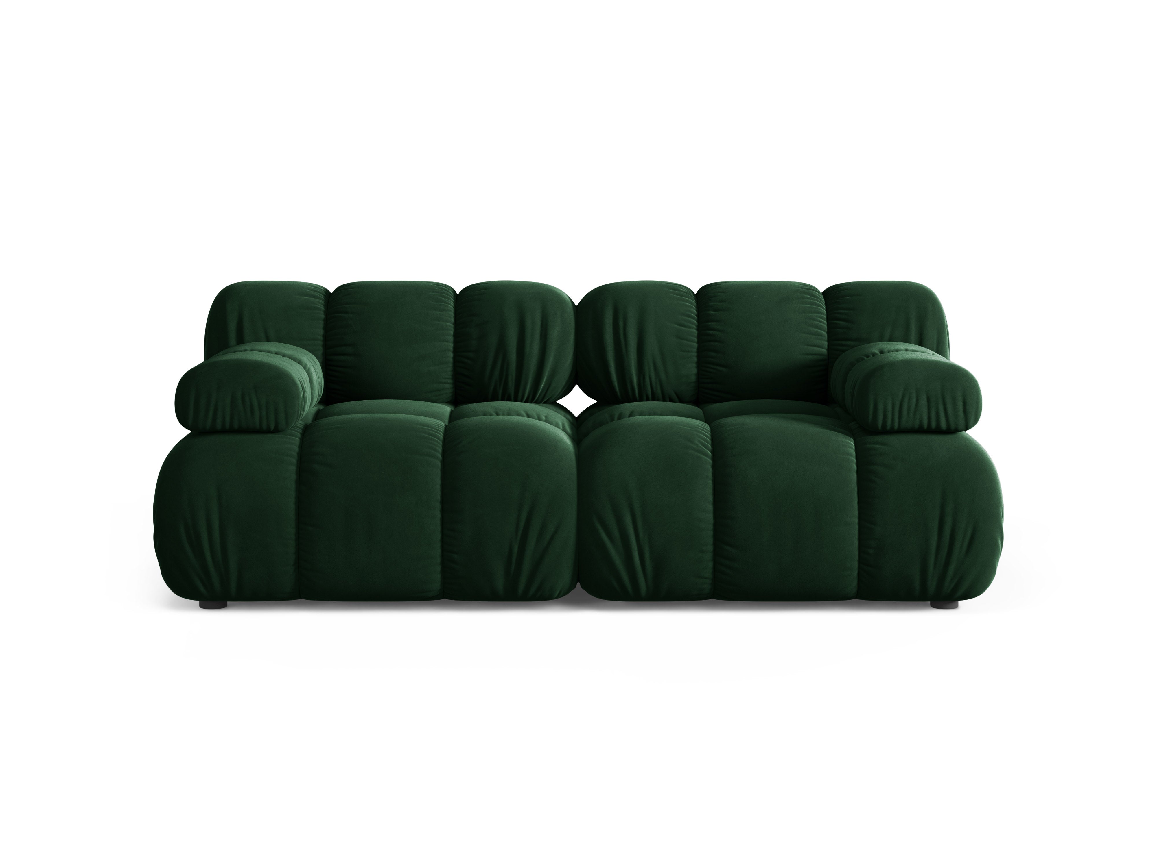 Velvet modular 2-seater sofa BELLIS in bottle green