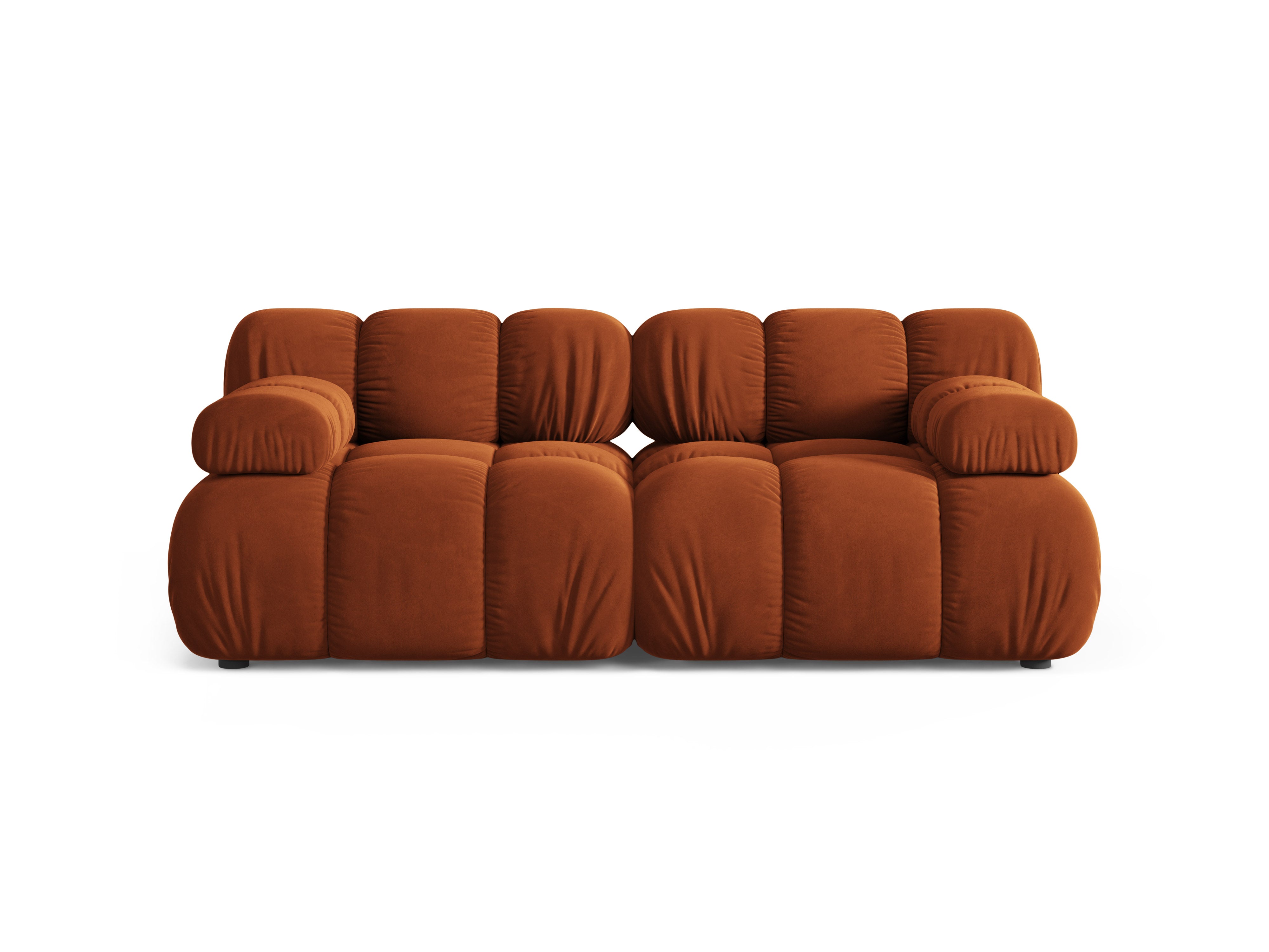 Velvet modular 2-seater sofa BELLIS in brick red