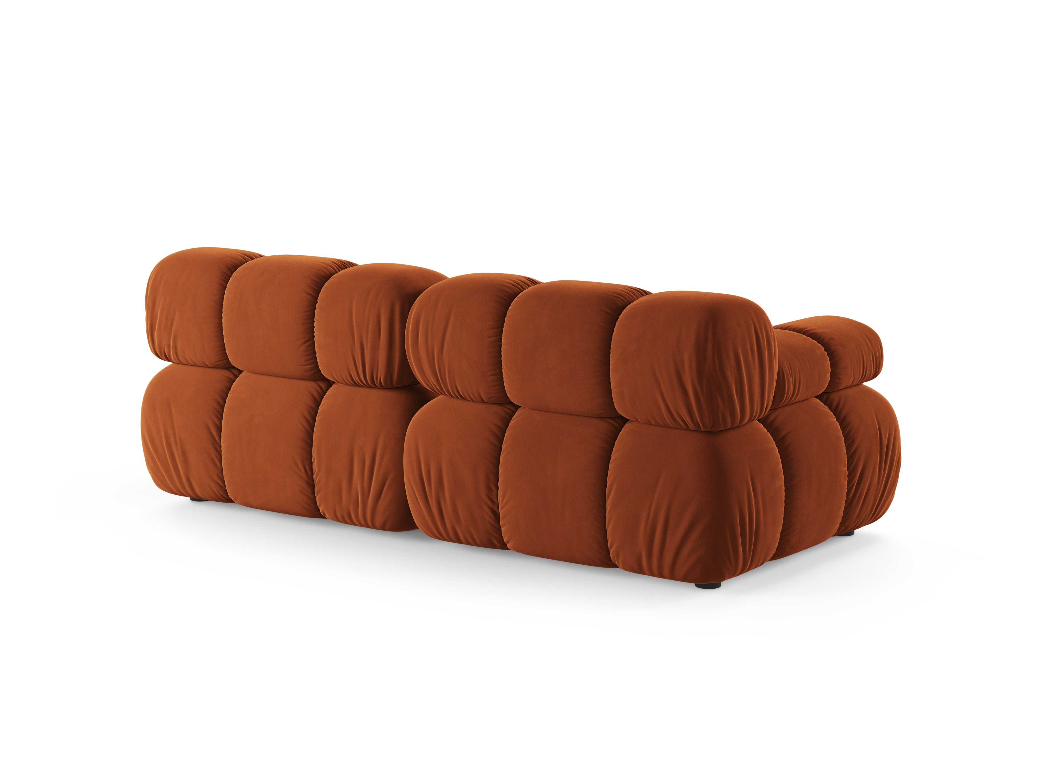 Velvet modular 2-seater sofa BELLIS in brick red