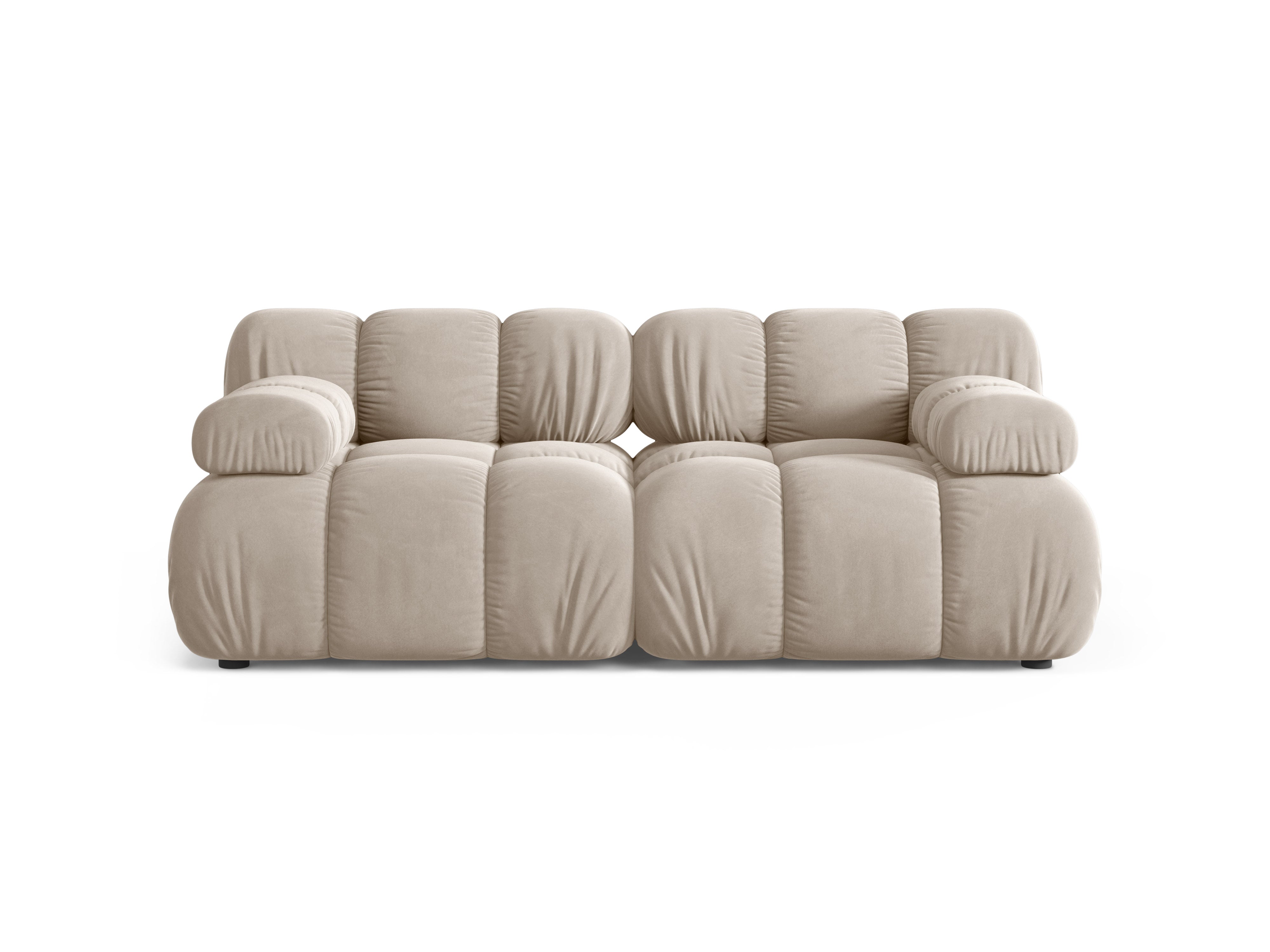 Beige Velvet Modular Sofa for Two - BELLIS