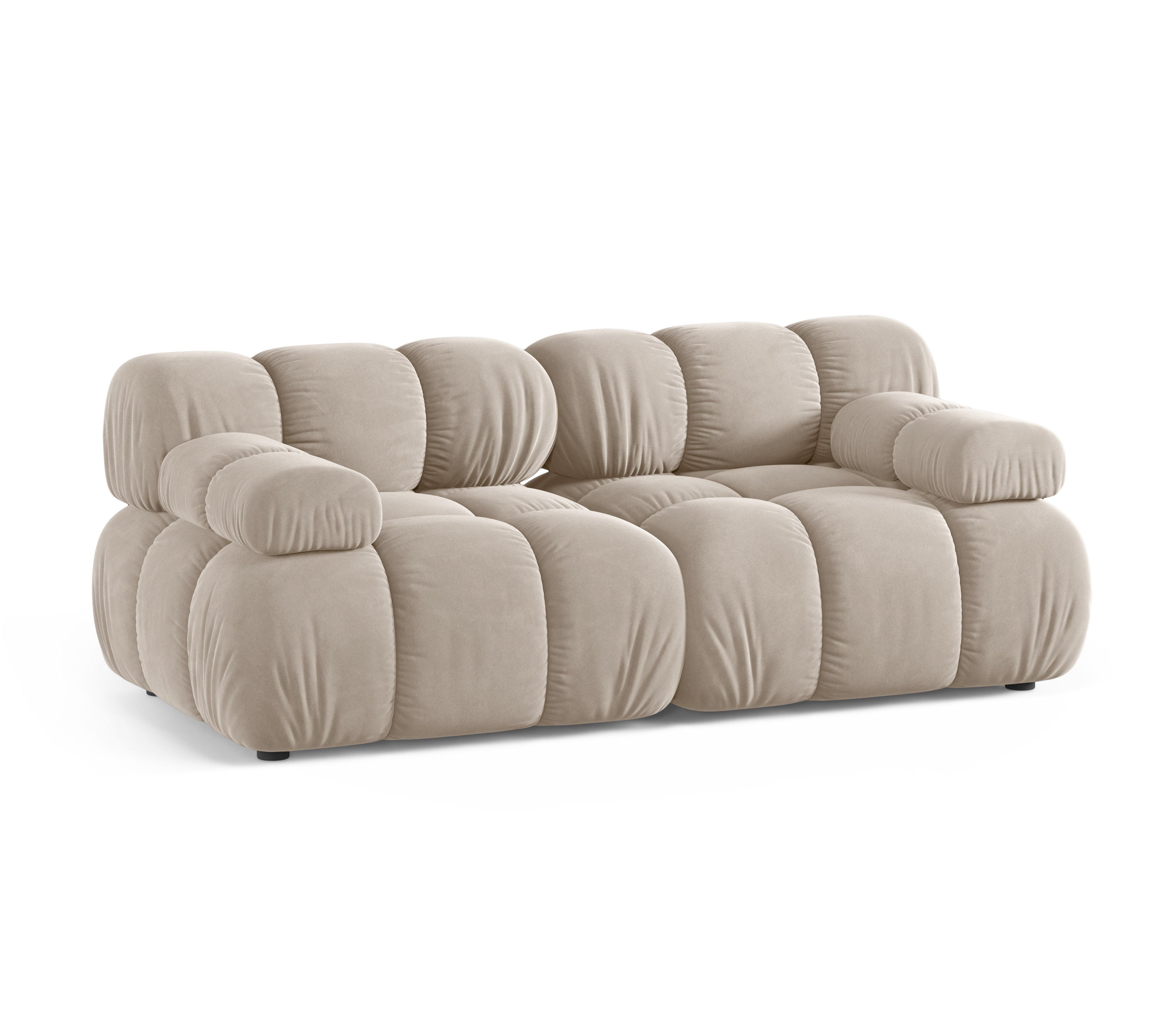Beige Velvet Modular Sofa for Two - BELLIS