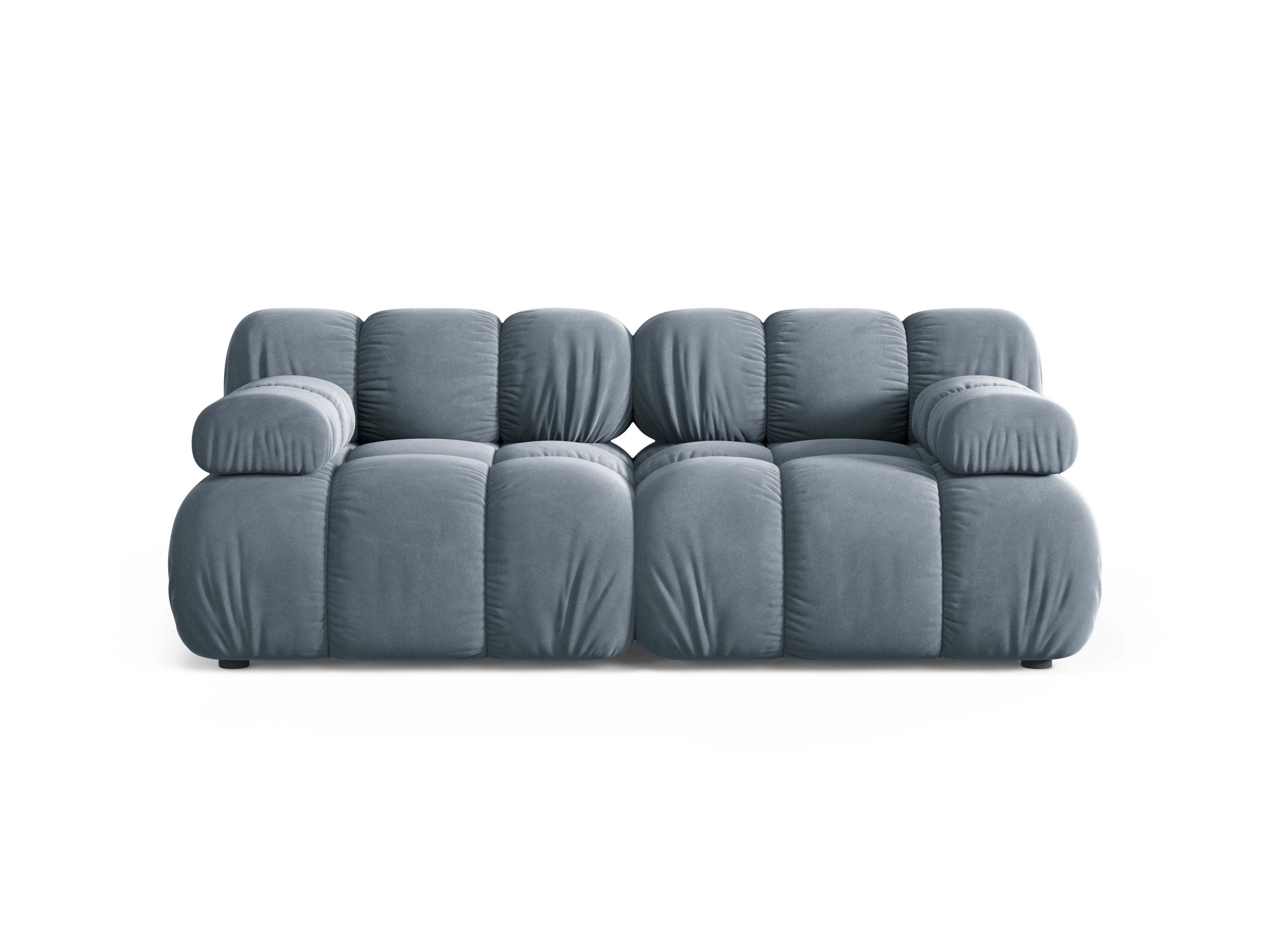Velvet modular 2-seater sofa BELLIS in blue