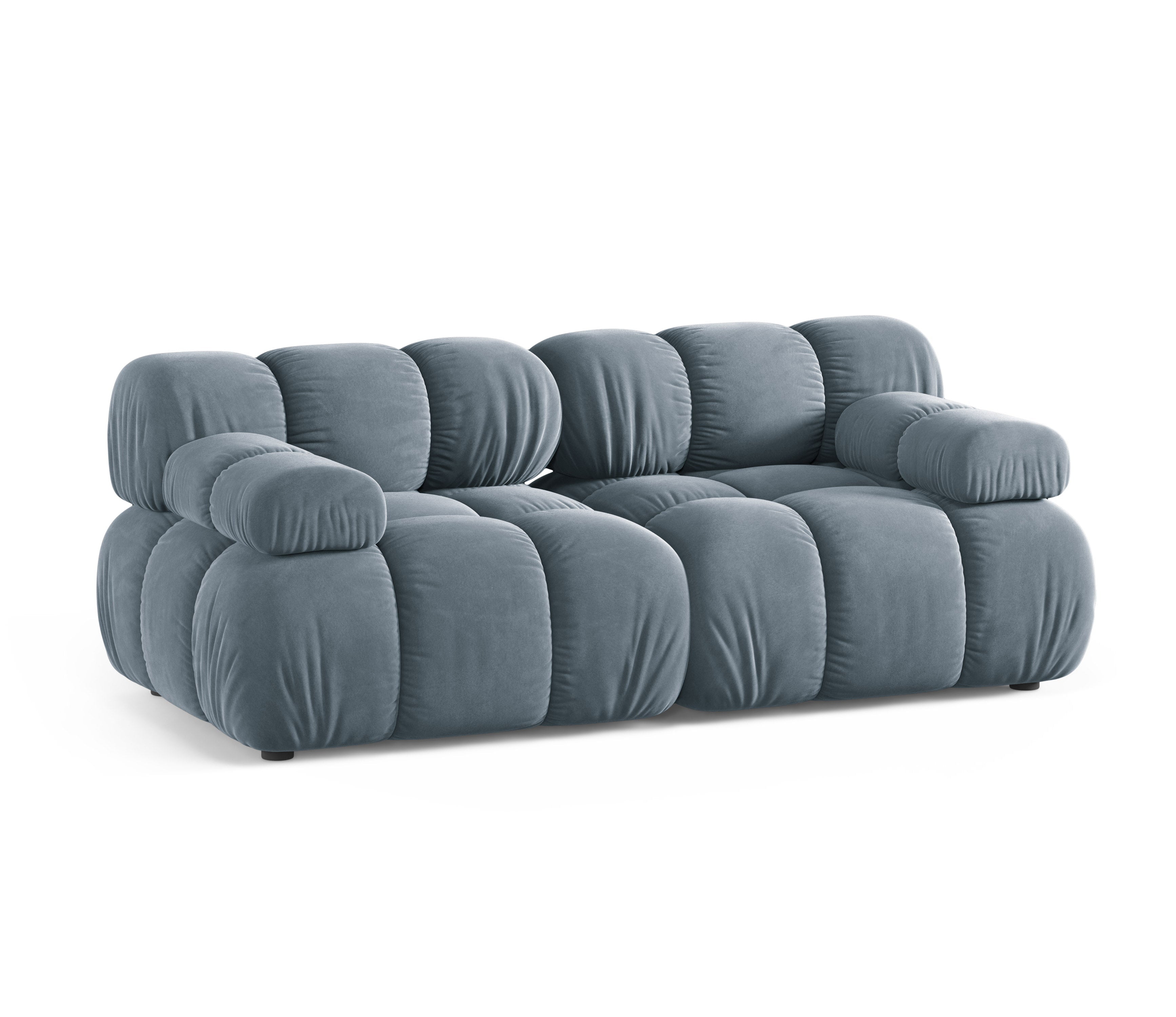 Velvet modular 2-seater sofa BELLIS in blue