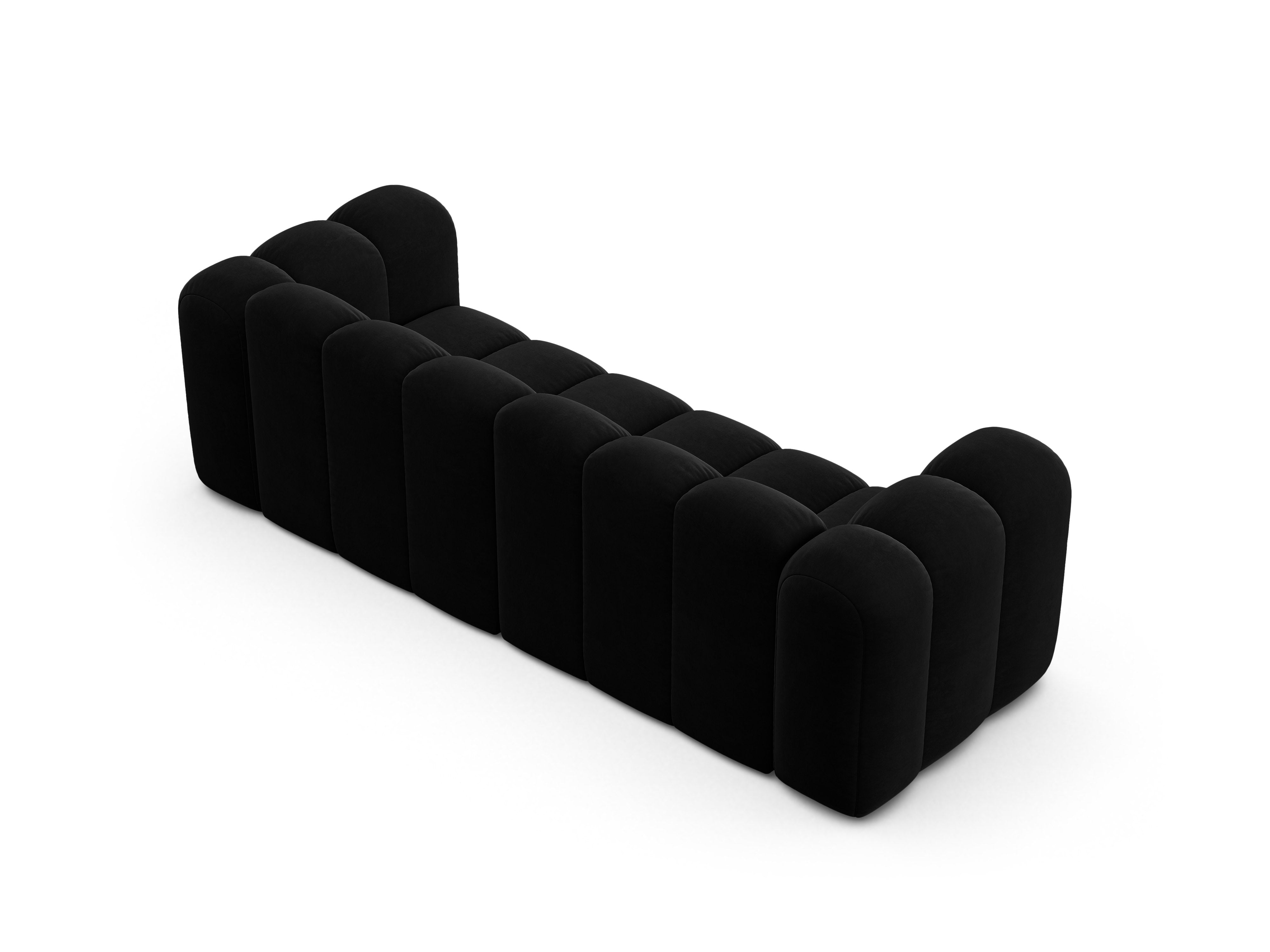 Sofa aksamitna 3-osobowa LUPINE czarny – szenil