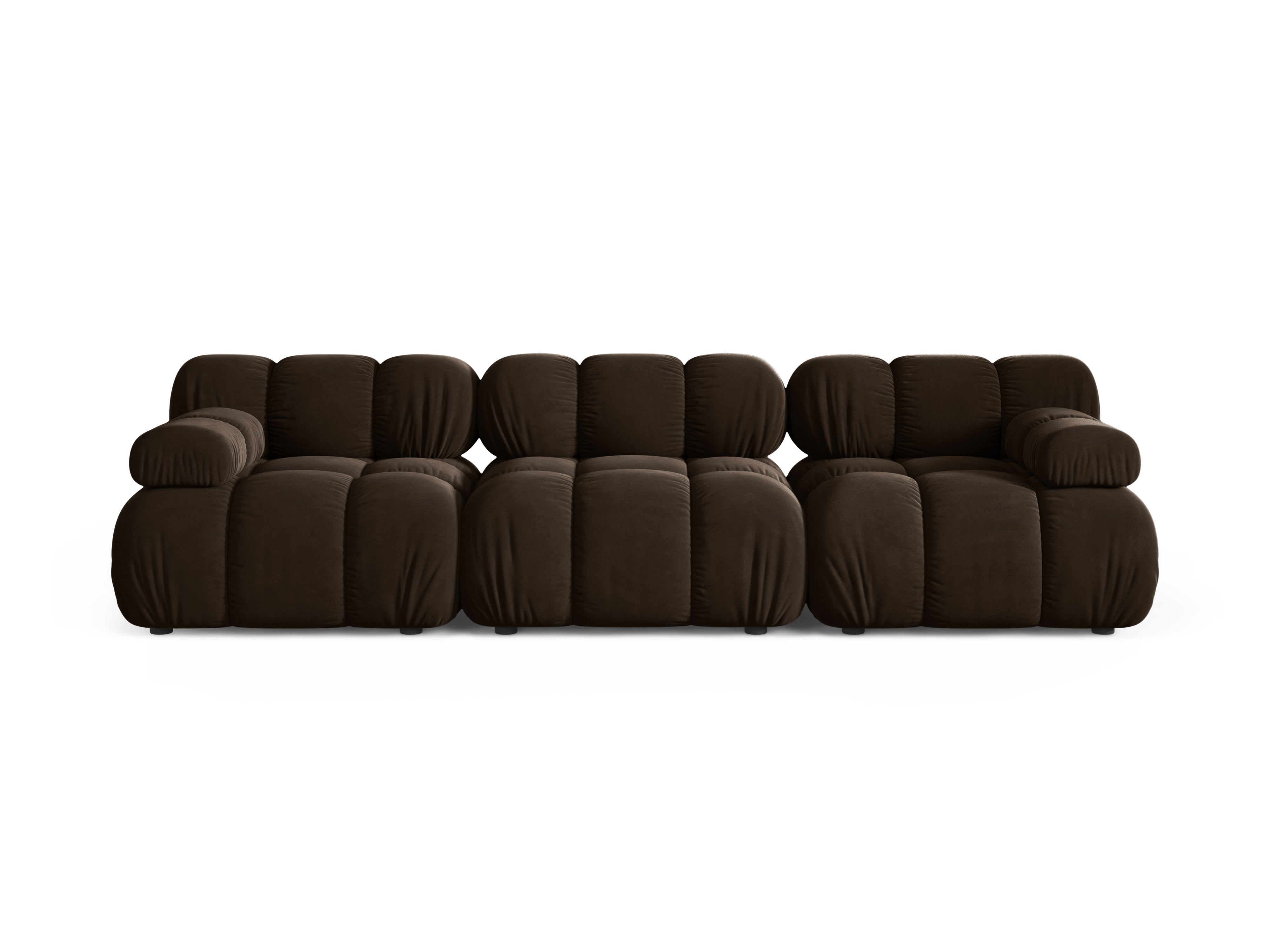 Chocolate velvet 3-seater modular sofa BELLIS