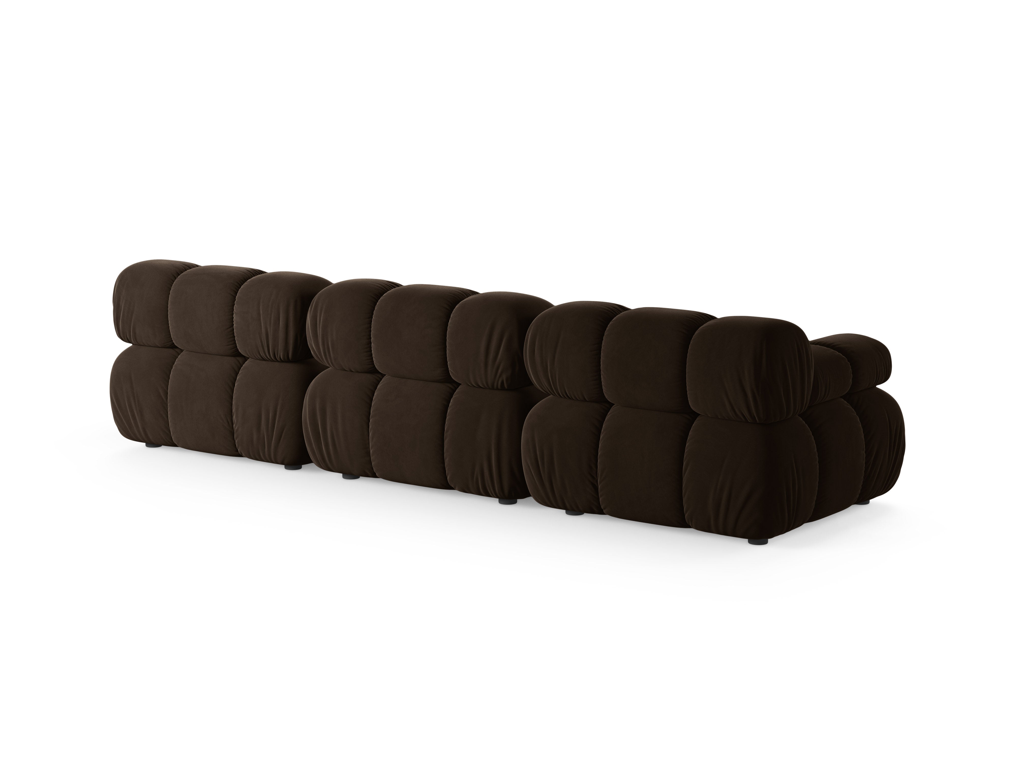 Chocolate velvet 3-seater modular sofa BELLIS