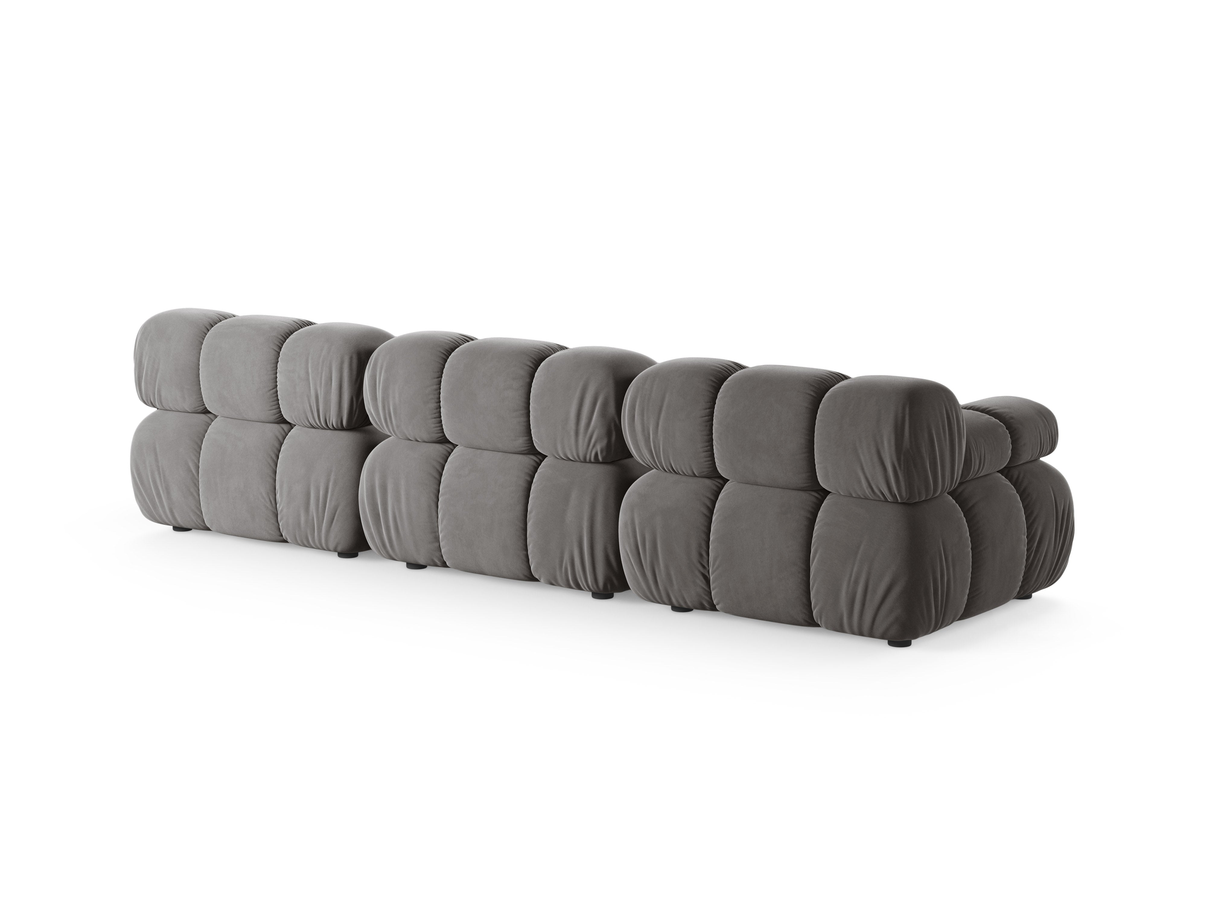 Gray velvet 3-seater modular sofa BELLIS