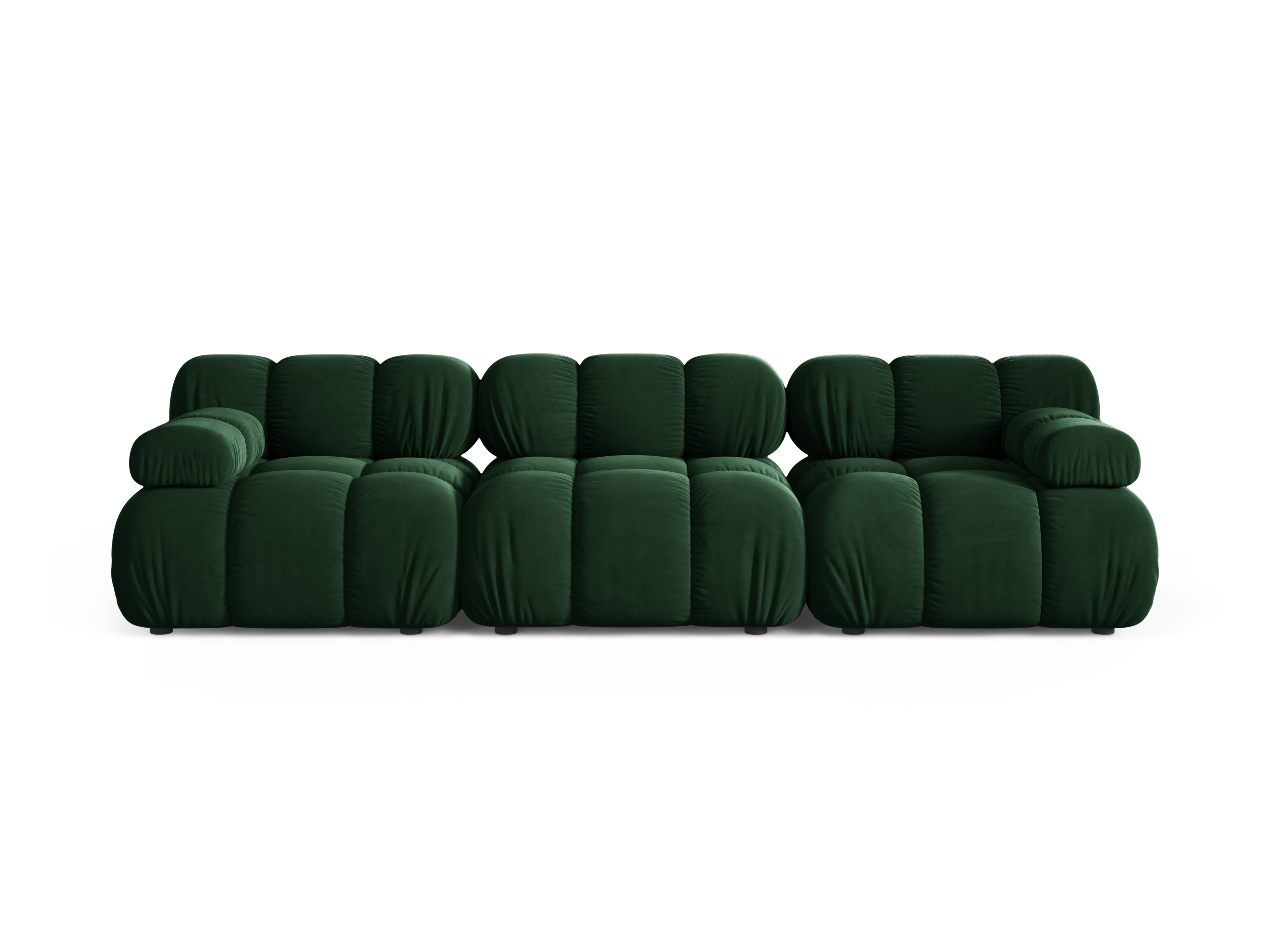Velvet modular sofa for three BELLIS in bottle green.