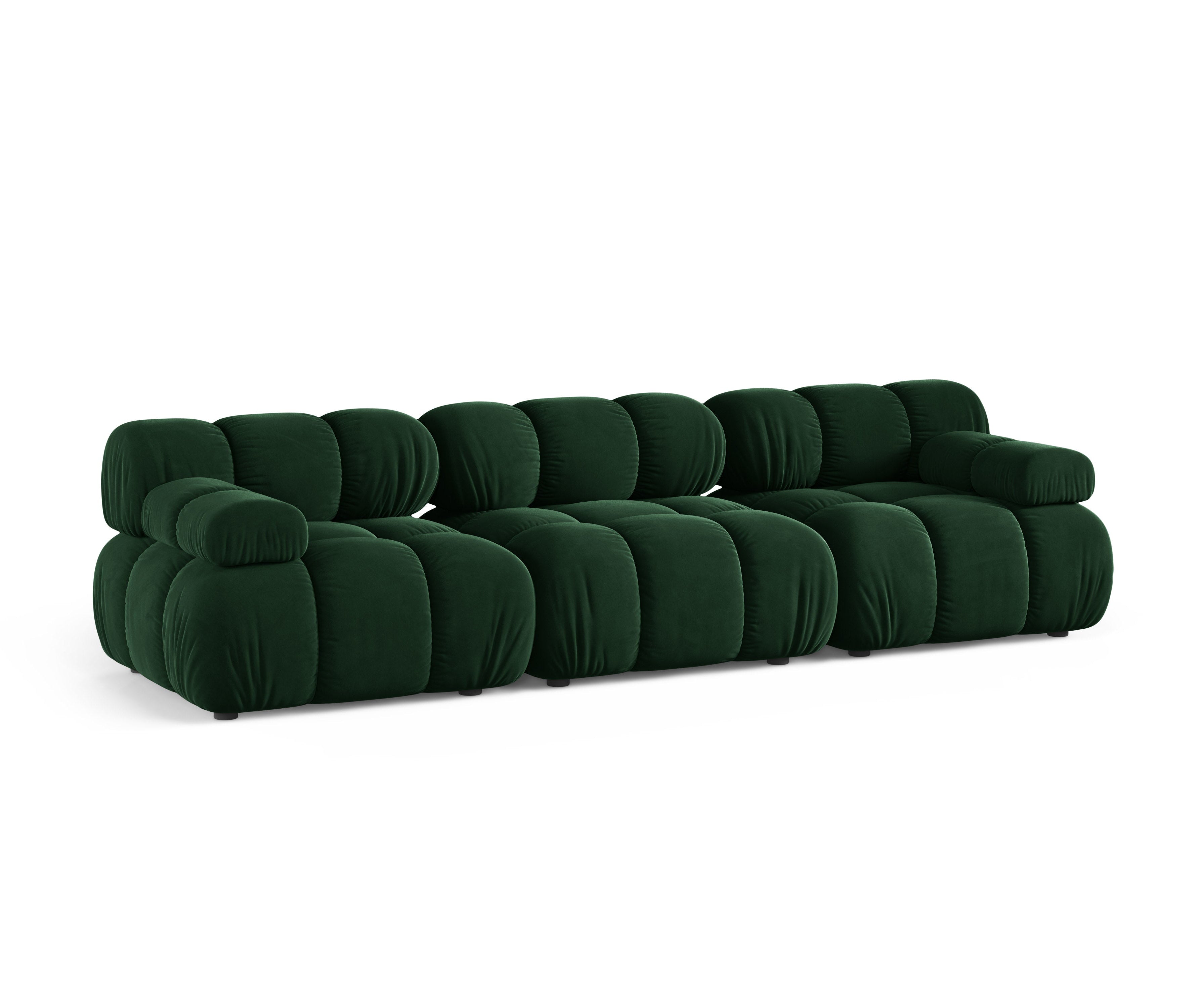 Velvet modular sofa for three BELLIS in bottle green.