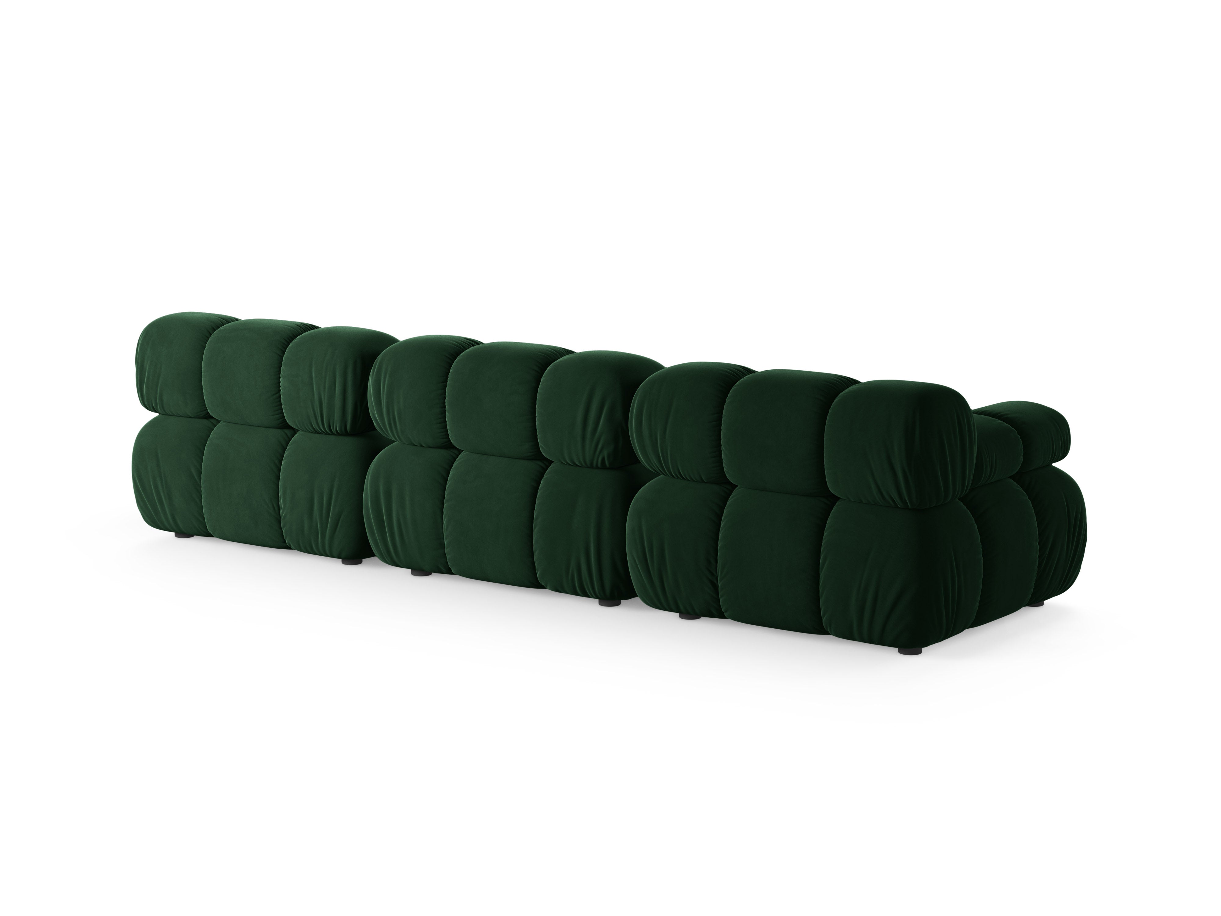 Velvet modular sofa for three BELLIS in bottle green.