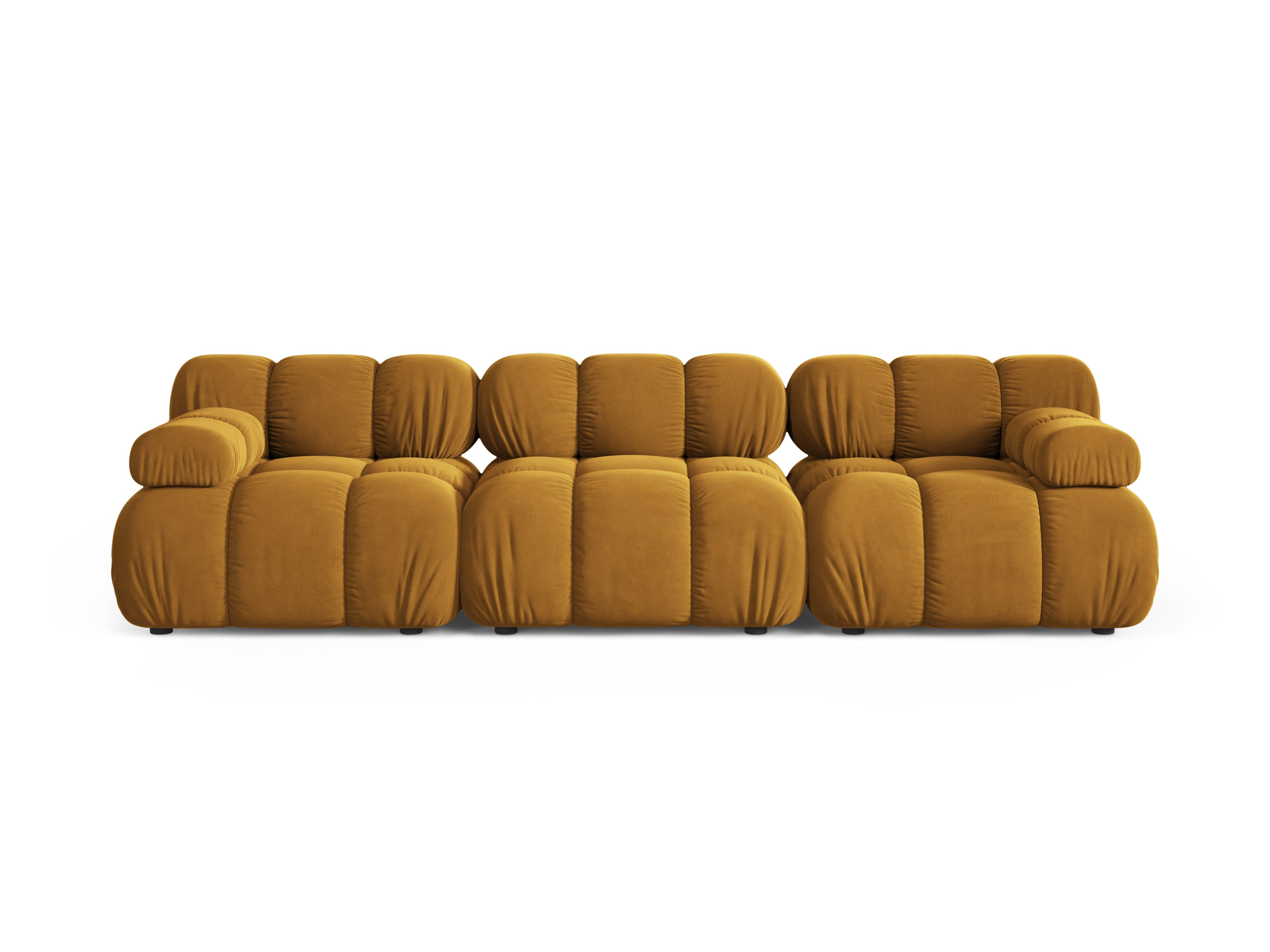 Mustard Velvet 3-Seater Modular Sofa BELLIS