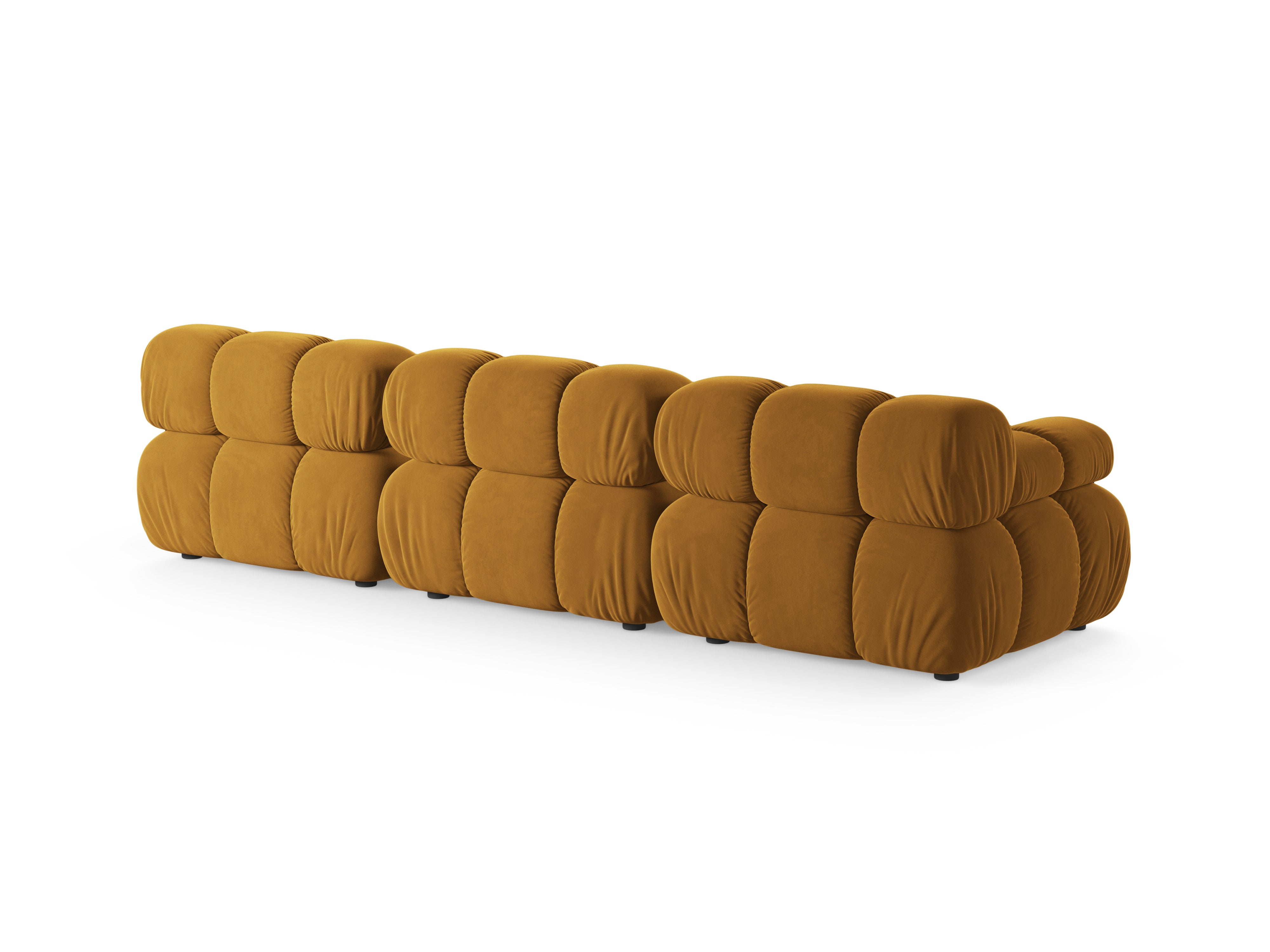 Mustard Velvet 3-Seater Modular Sofa BELLIS