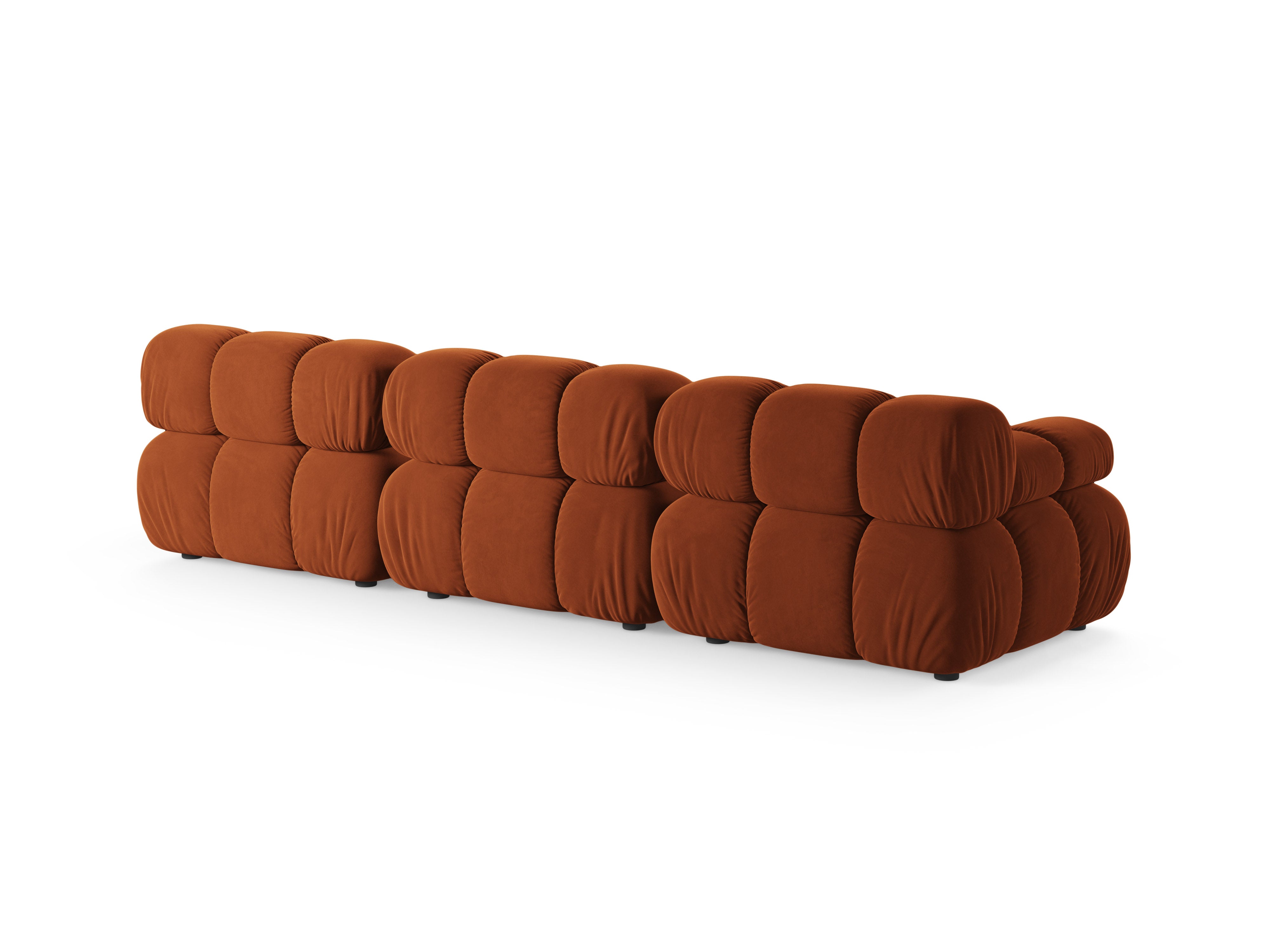 Velvet modular sofa for three BELLIS in brick red