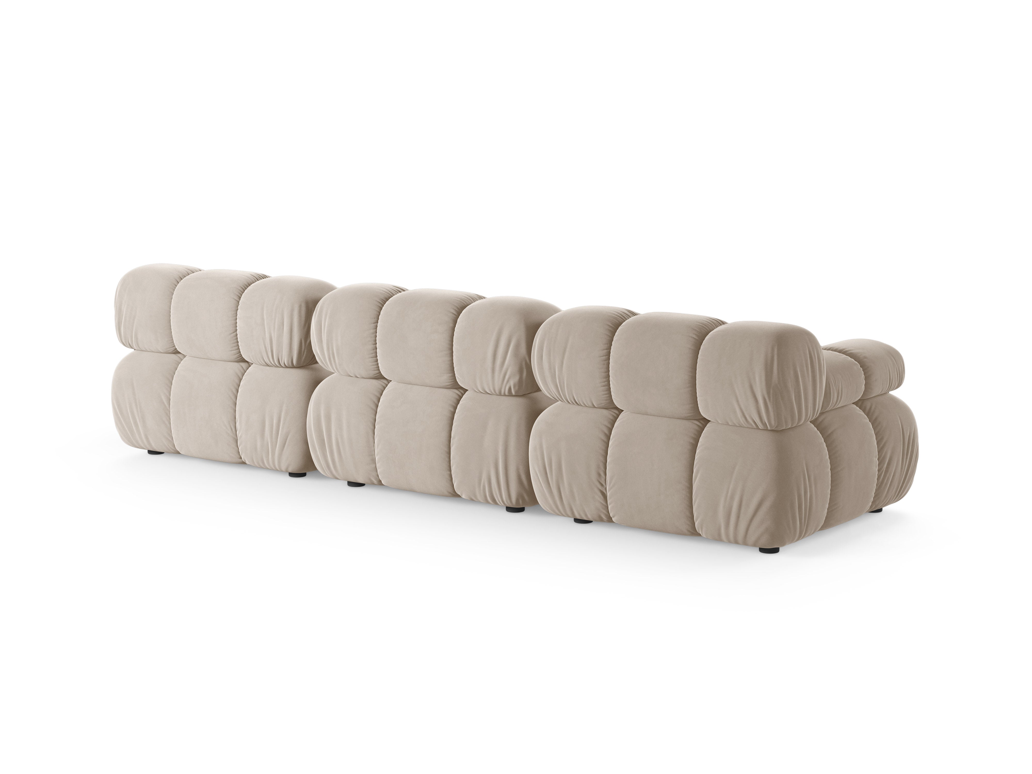Velvet modular 3-seater sofa BELLIS in beige
