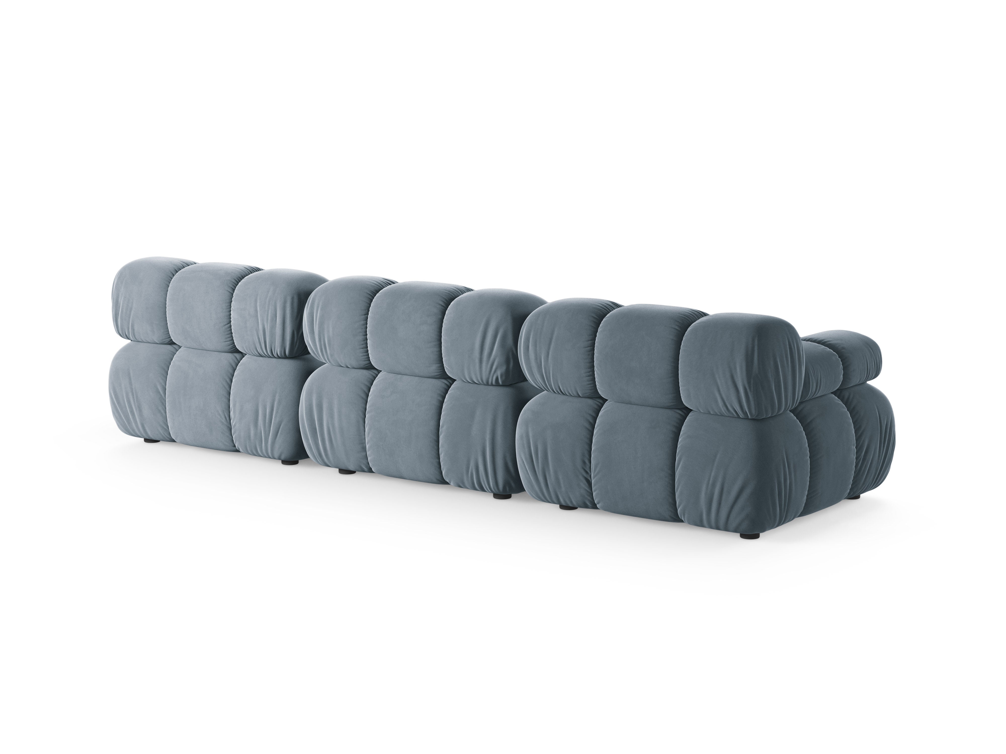 Velvet modular 3-seater sofa BELLIS in blue