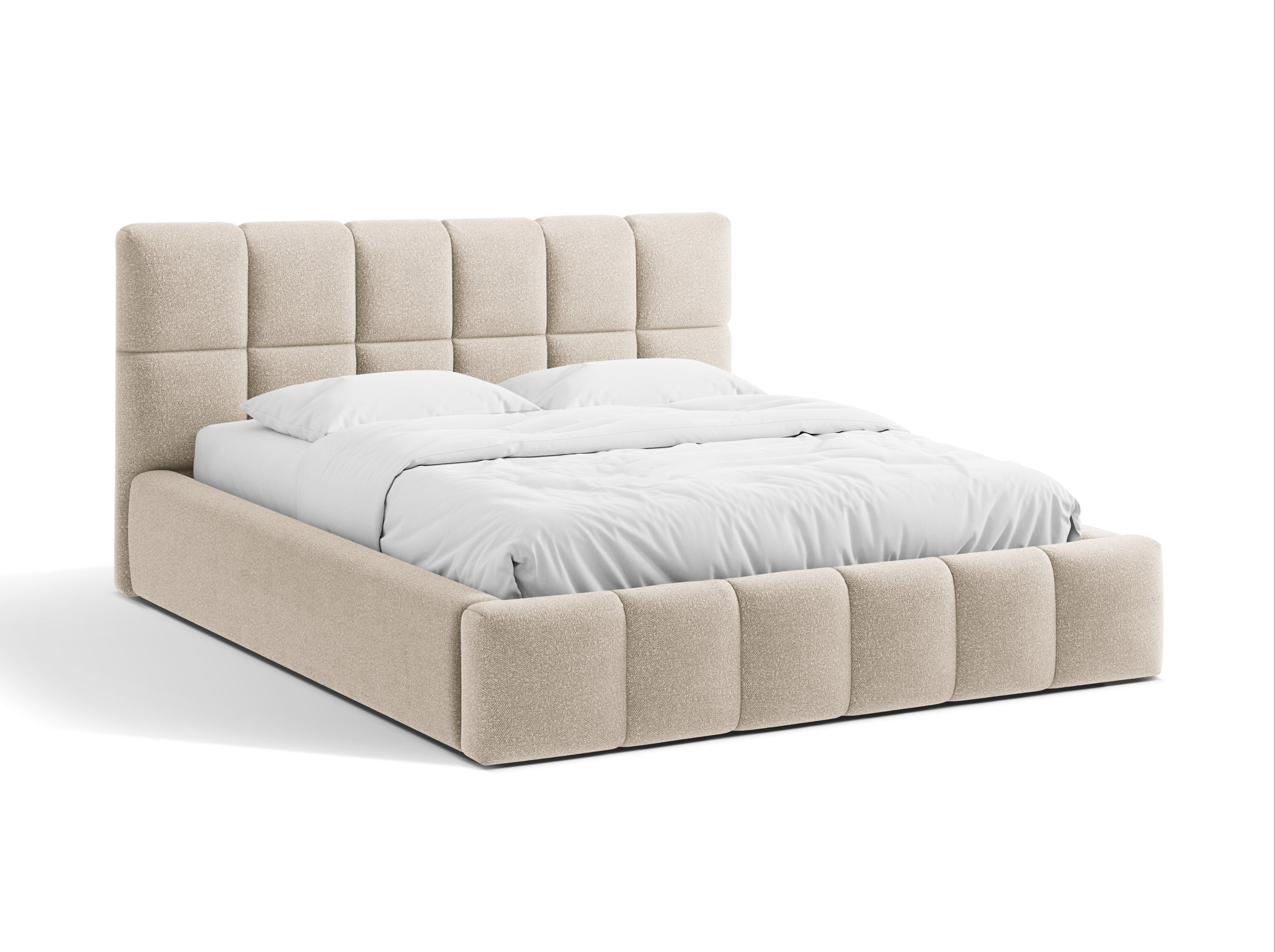 BELLIS Beige Boucle Bed with Storage