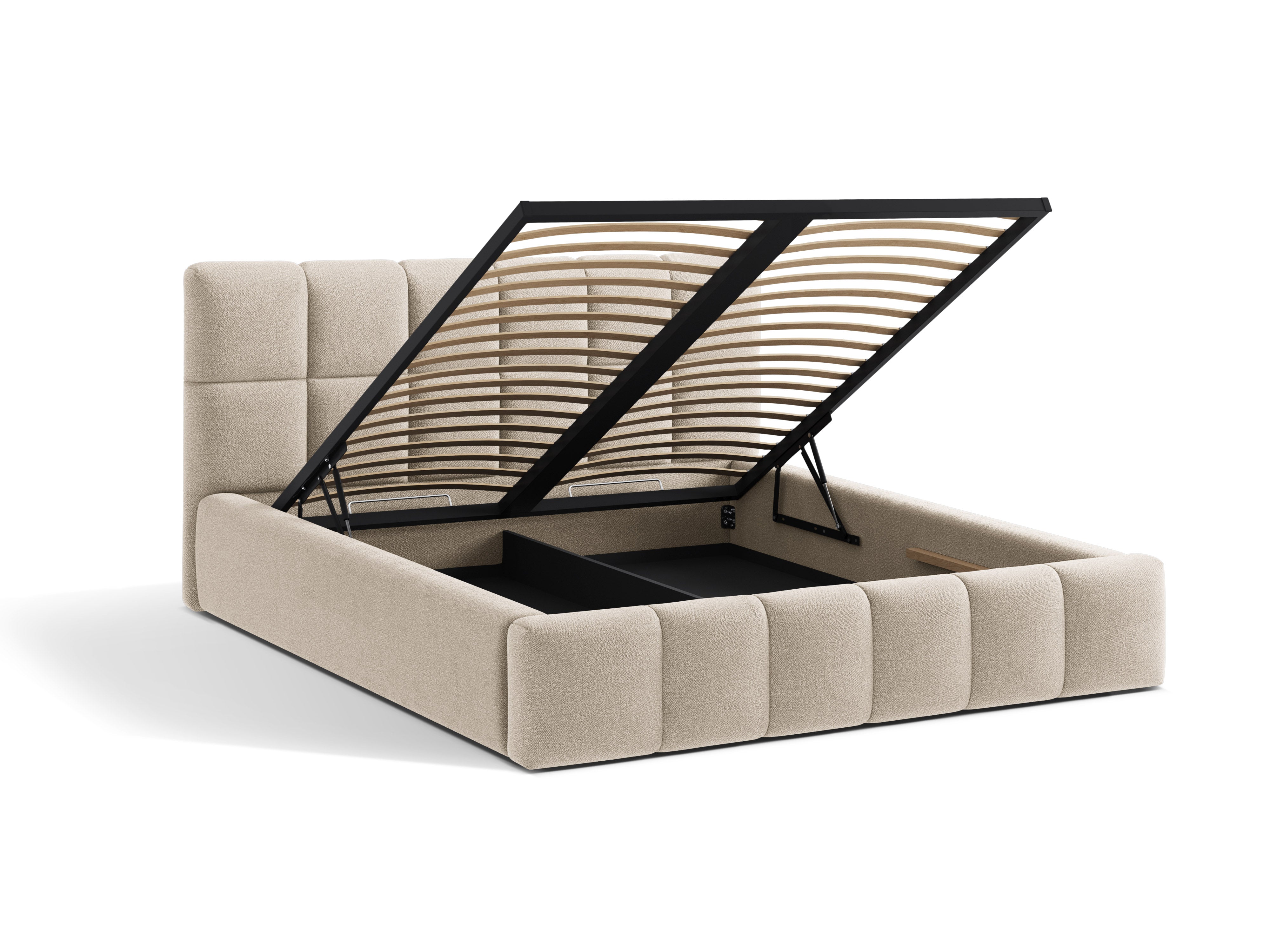 BELLIS Beige Boucle Bed with Storage