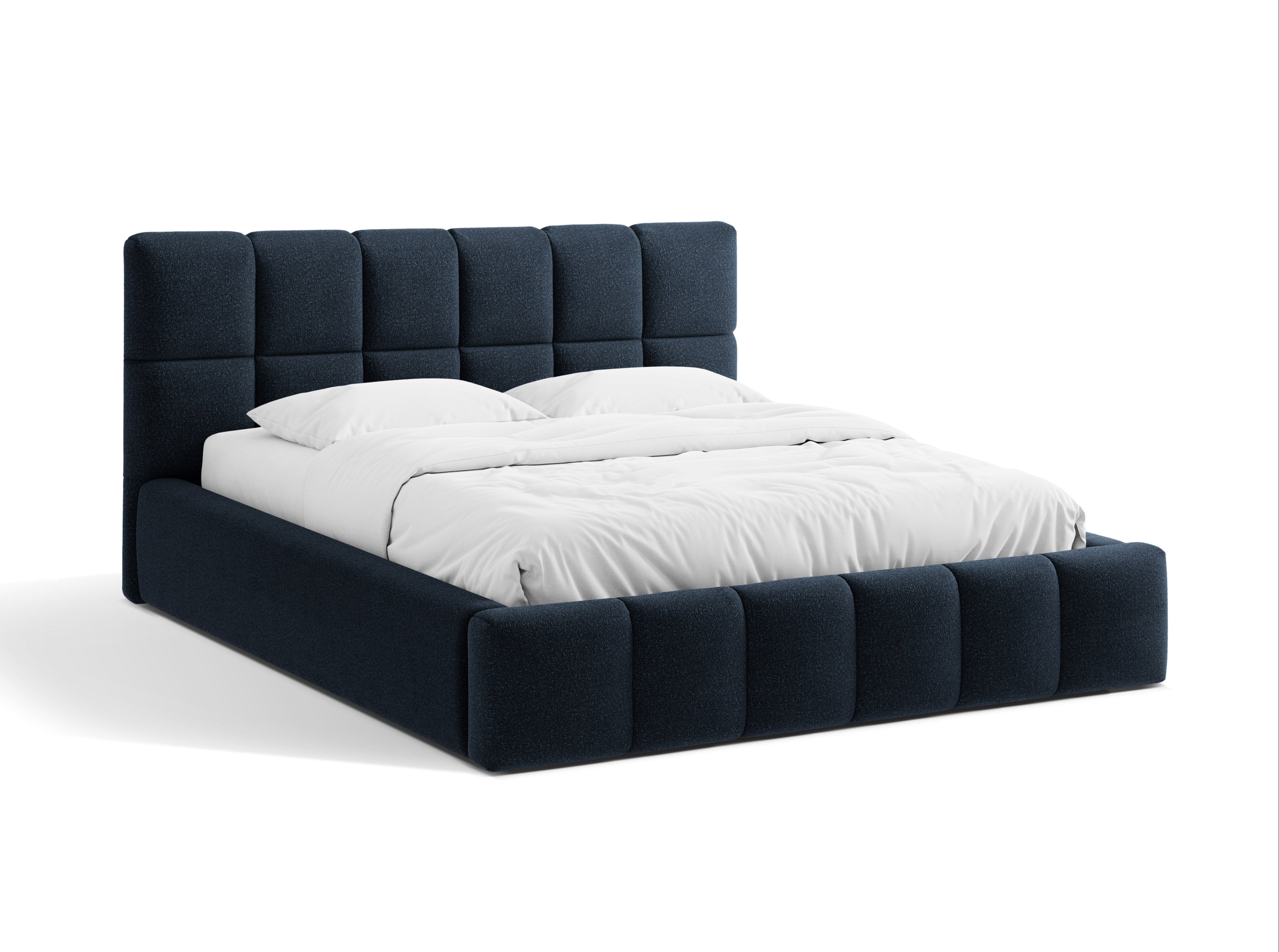 BELLIS Bed with Storage in Navy Boucle