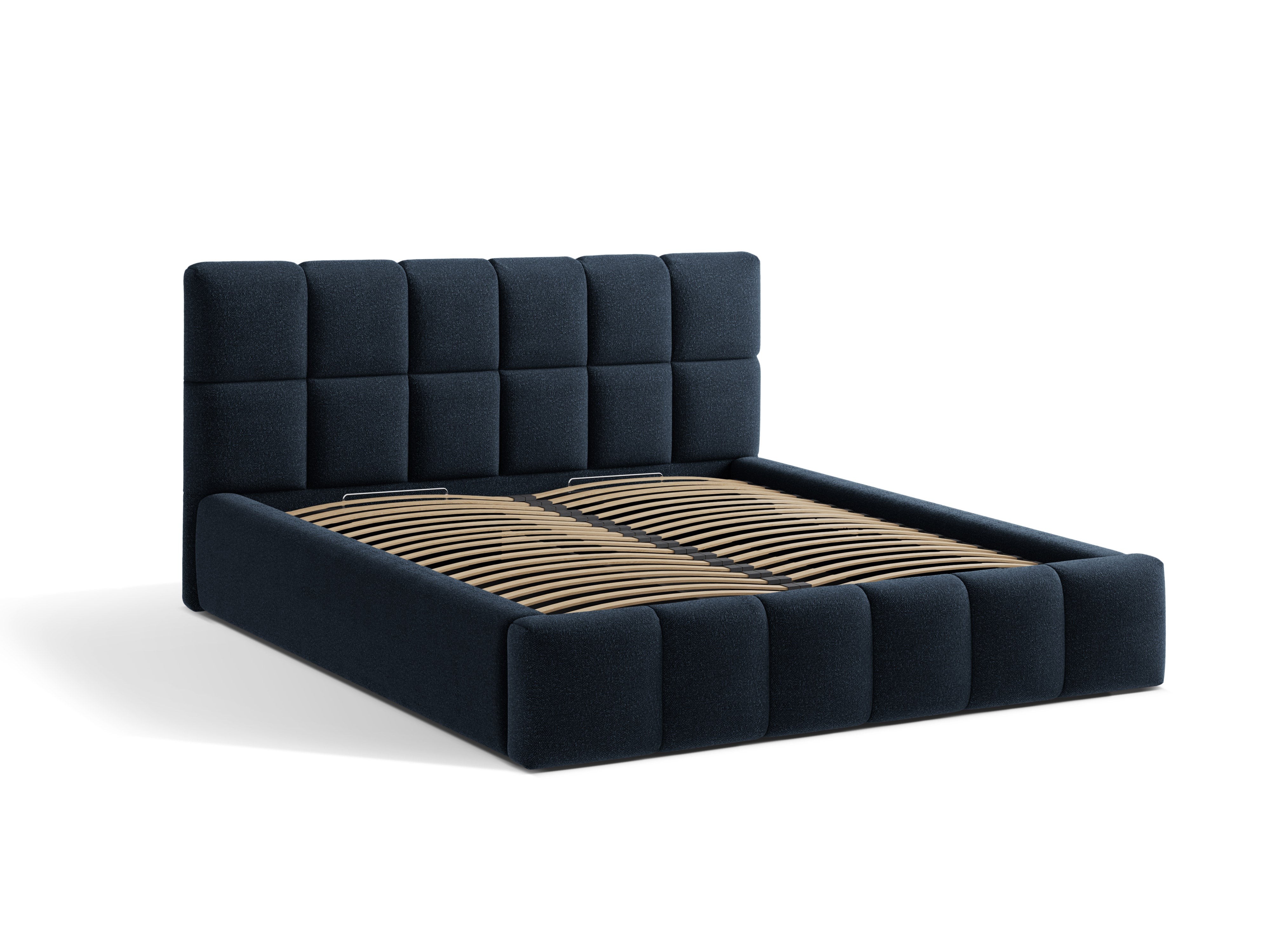 BELLIS Bed with Storage in Navy Boucle
