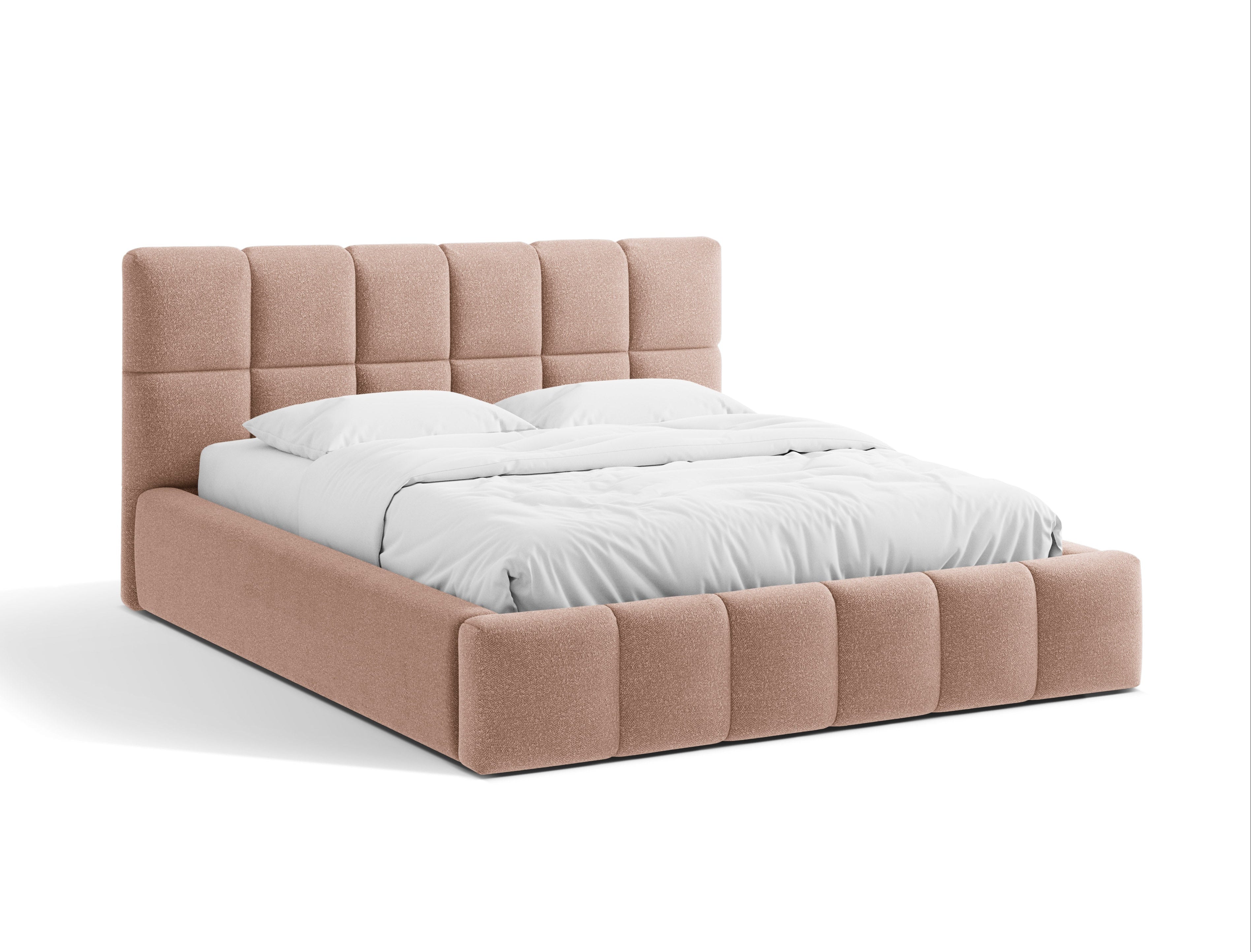 BELLIS Bed with Storage in Powder Pink Boucle