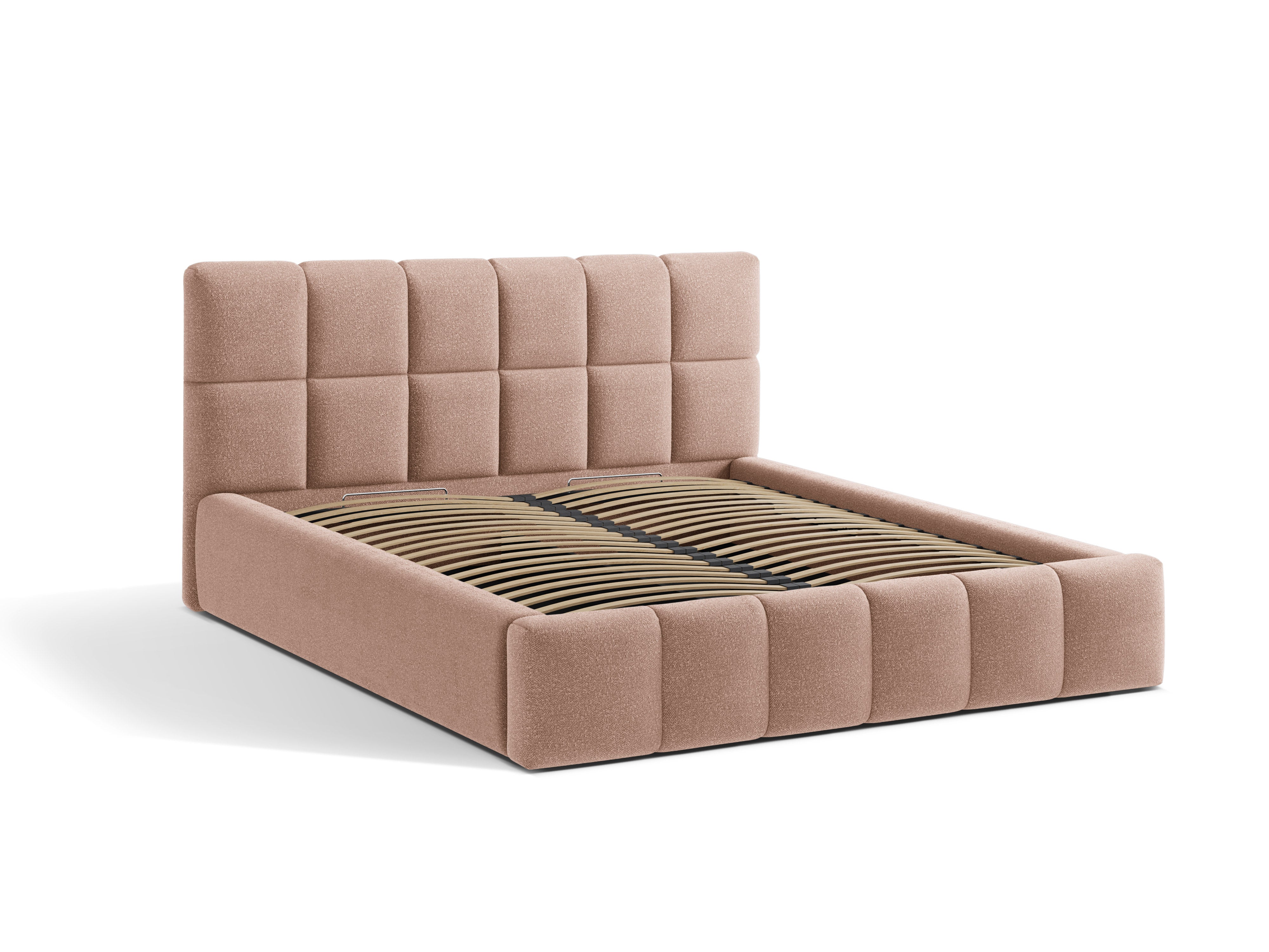 BELLIS Bed with Storage in Powder Pink Boucle