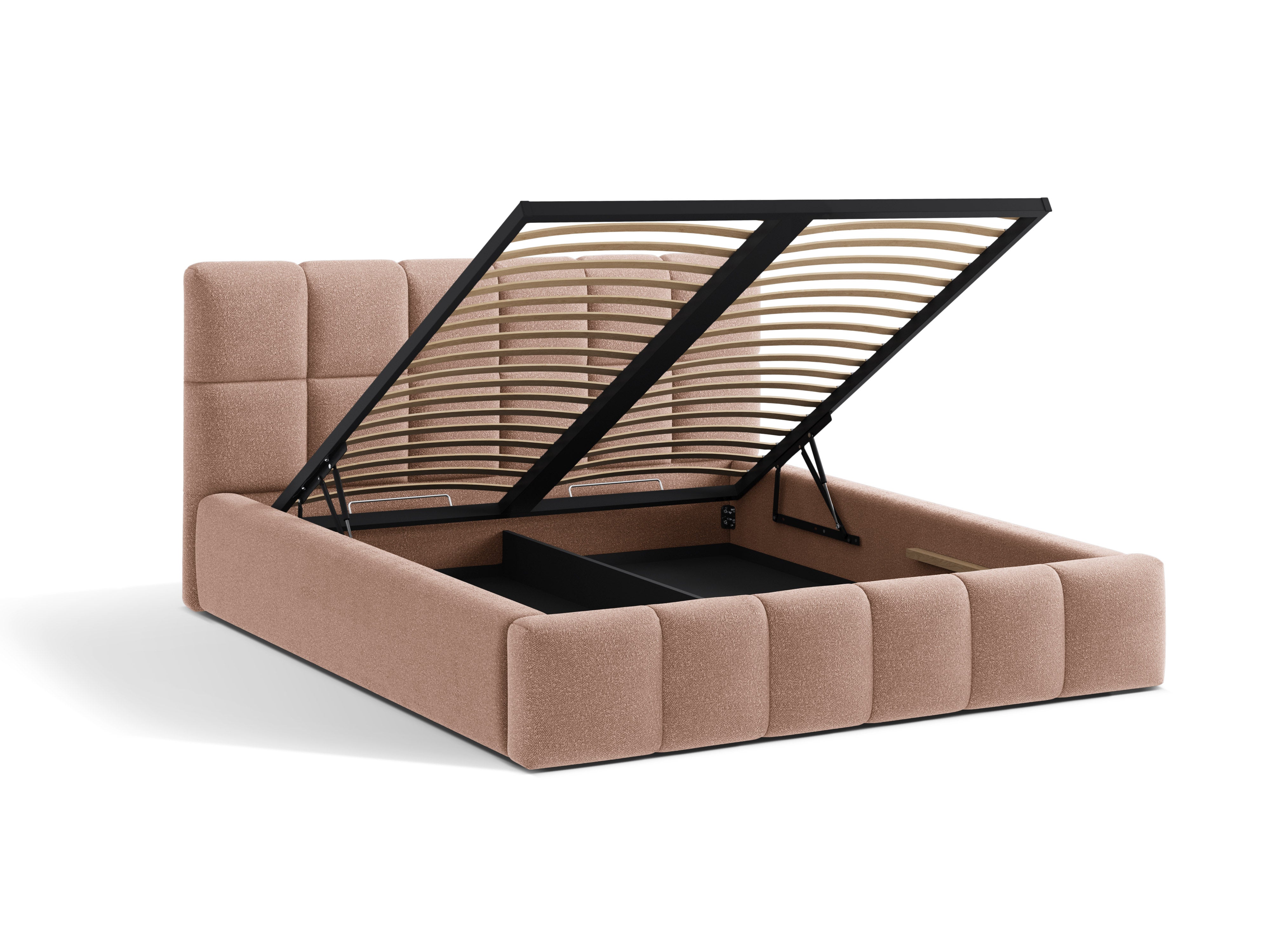 BELLIS Bed with Storage in Powder Pink Boucle