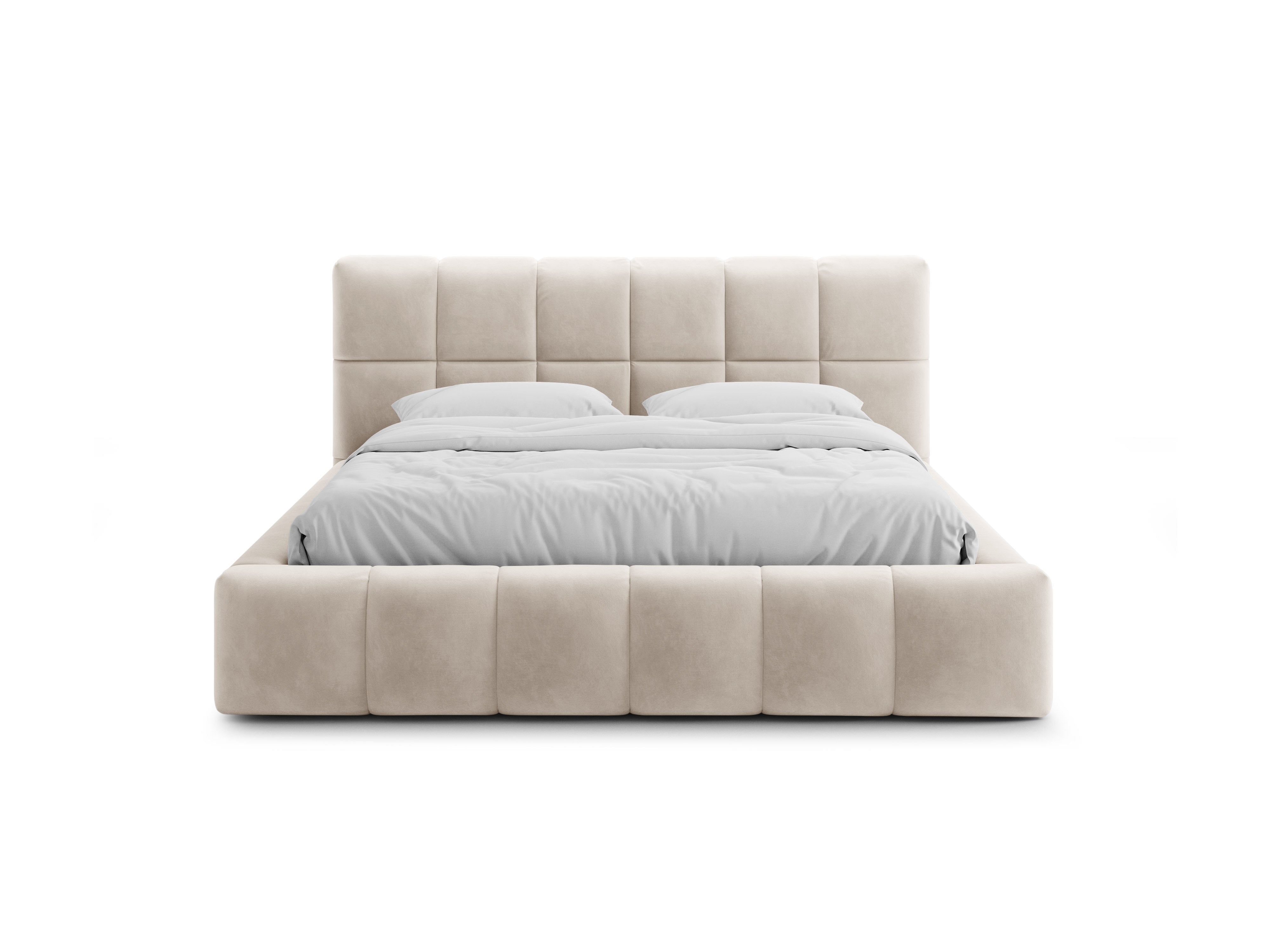 Velvet bed with storage for bedding BELLIS beige