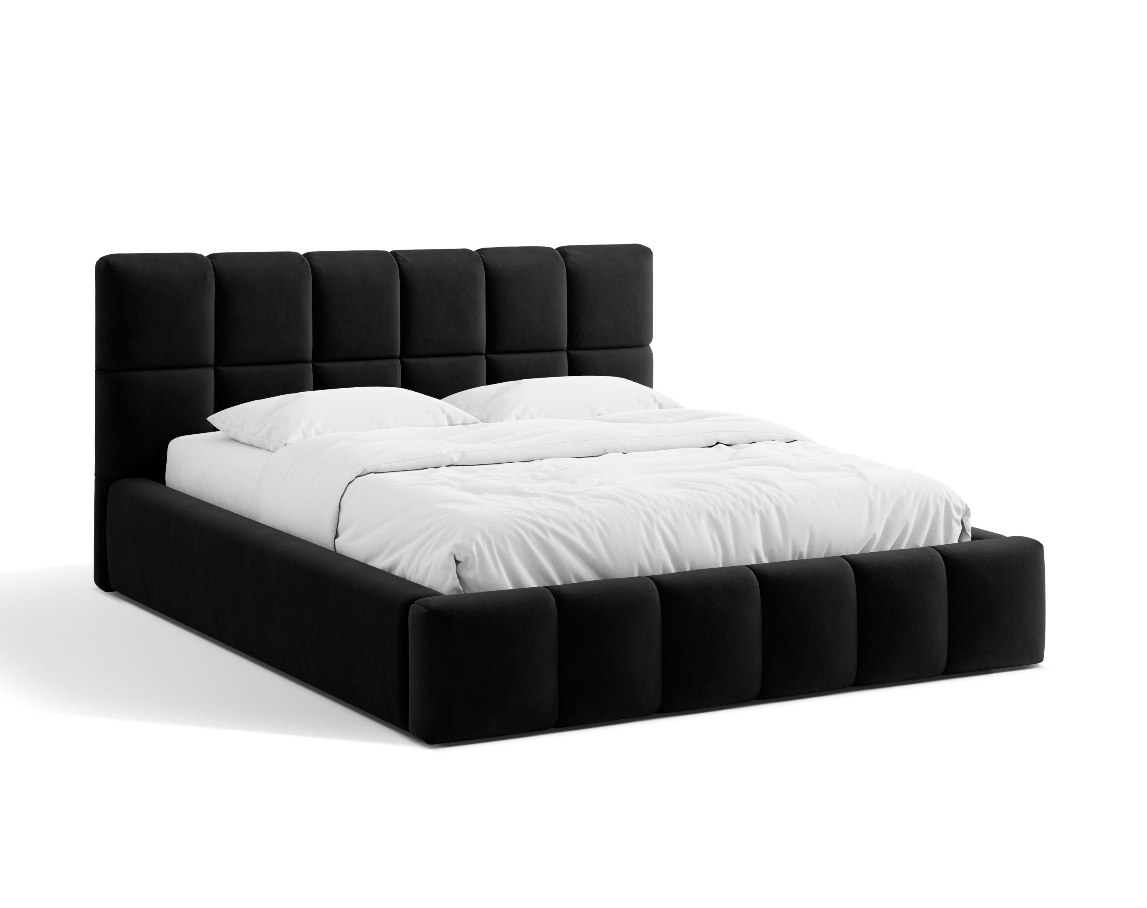 Velvet bed with storage for bedding BELLIS black