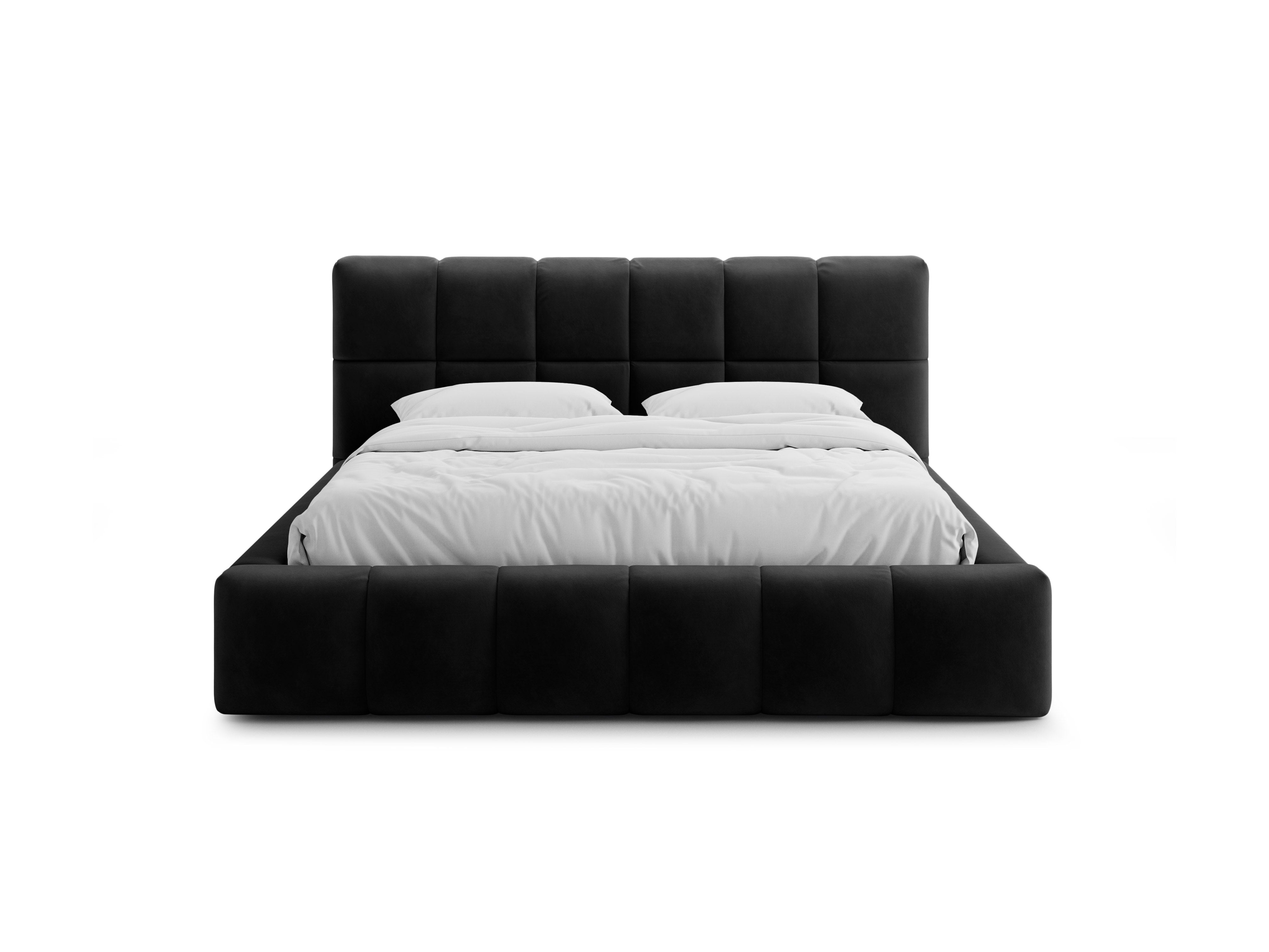 Velvet bed with storage for bedding BELLIS black