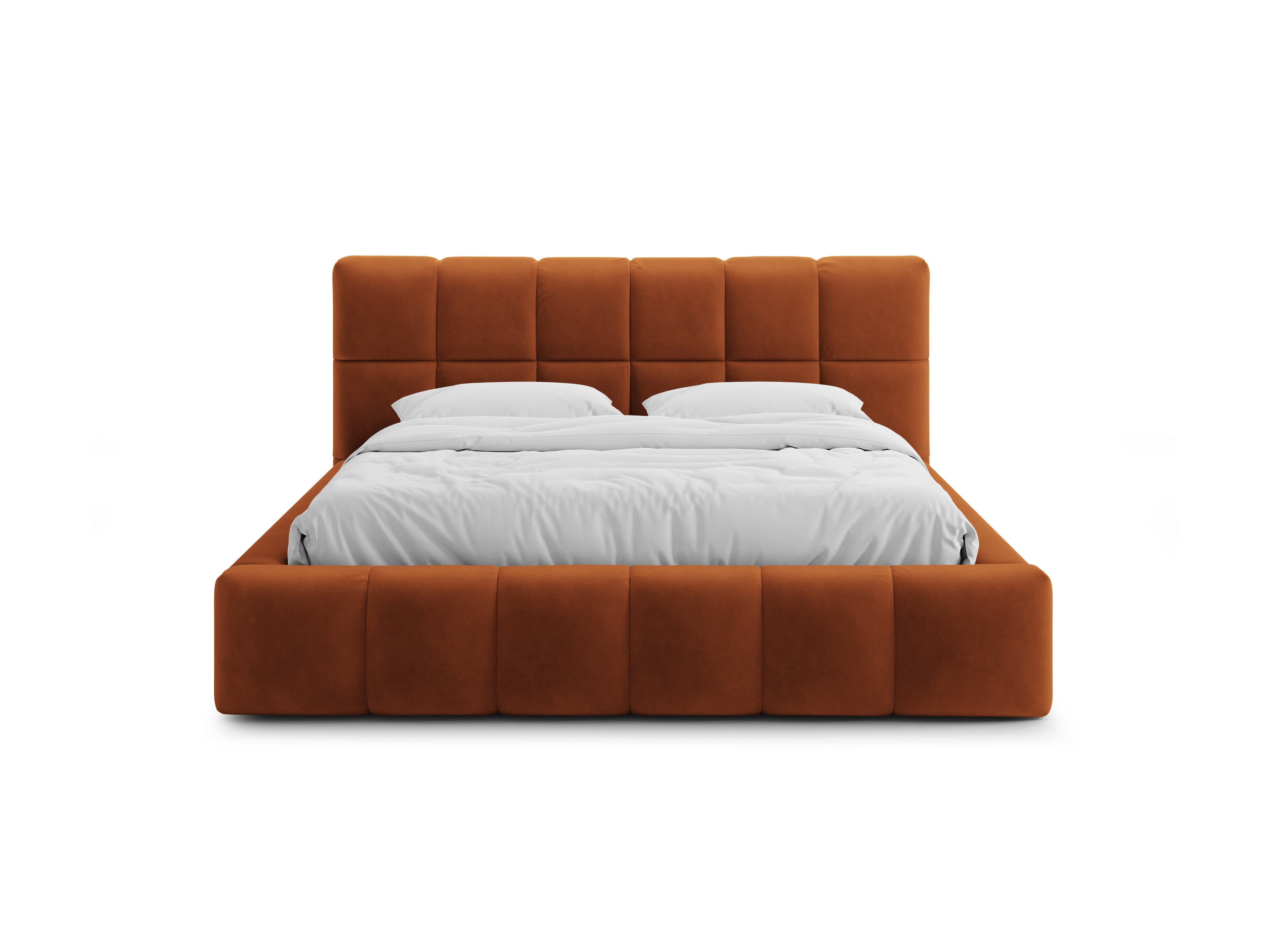 Velvet bed with storage box BELLIS in brick red