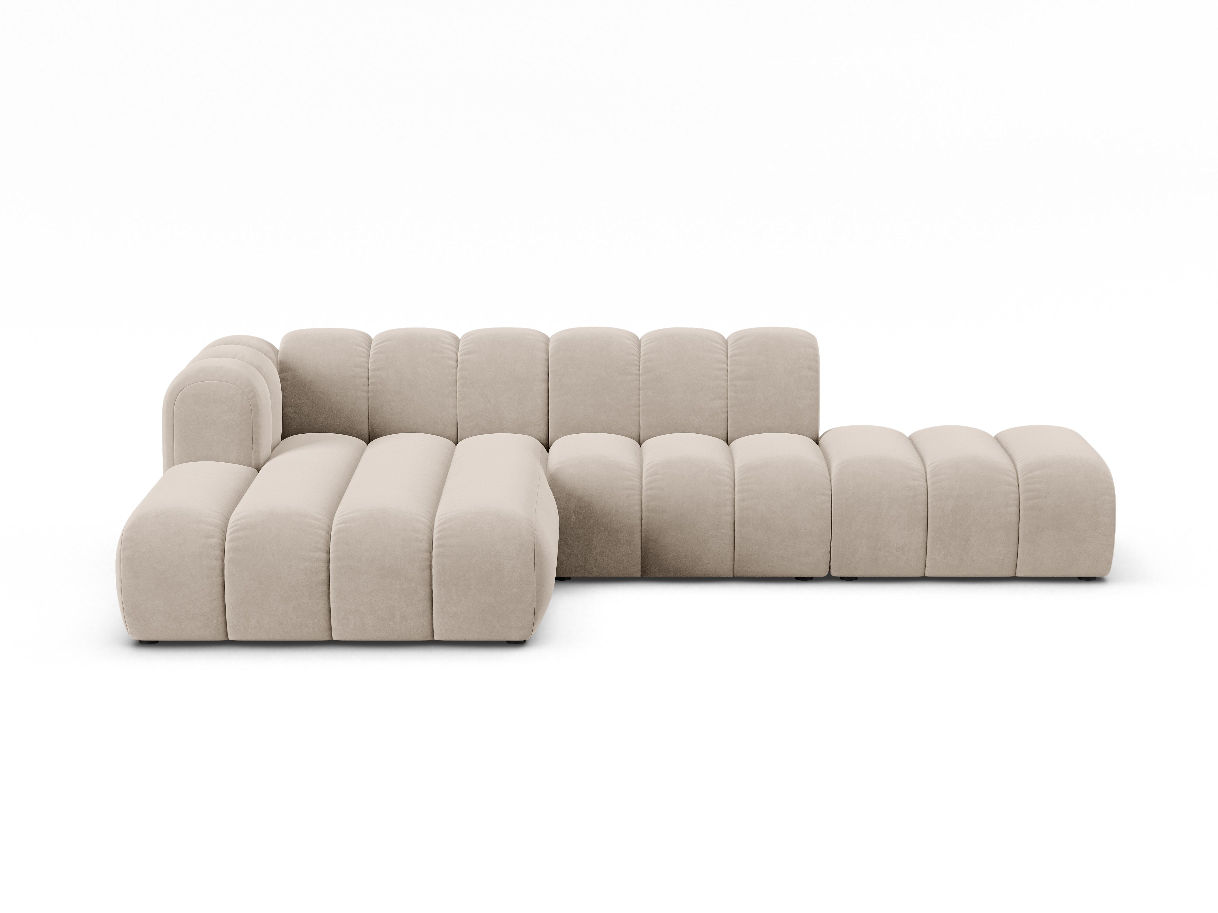 Velvet corner sofa for 5 people, left-sided LUPINE beige