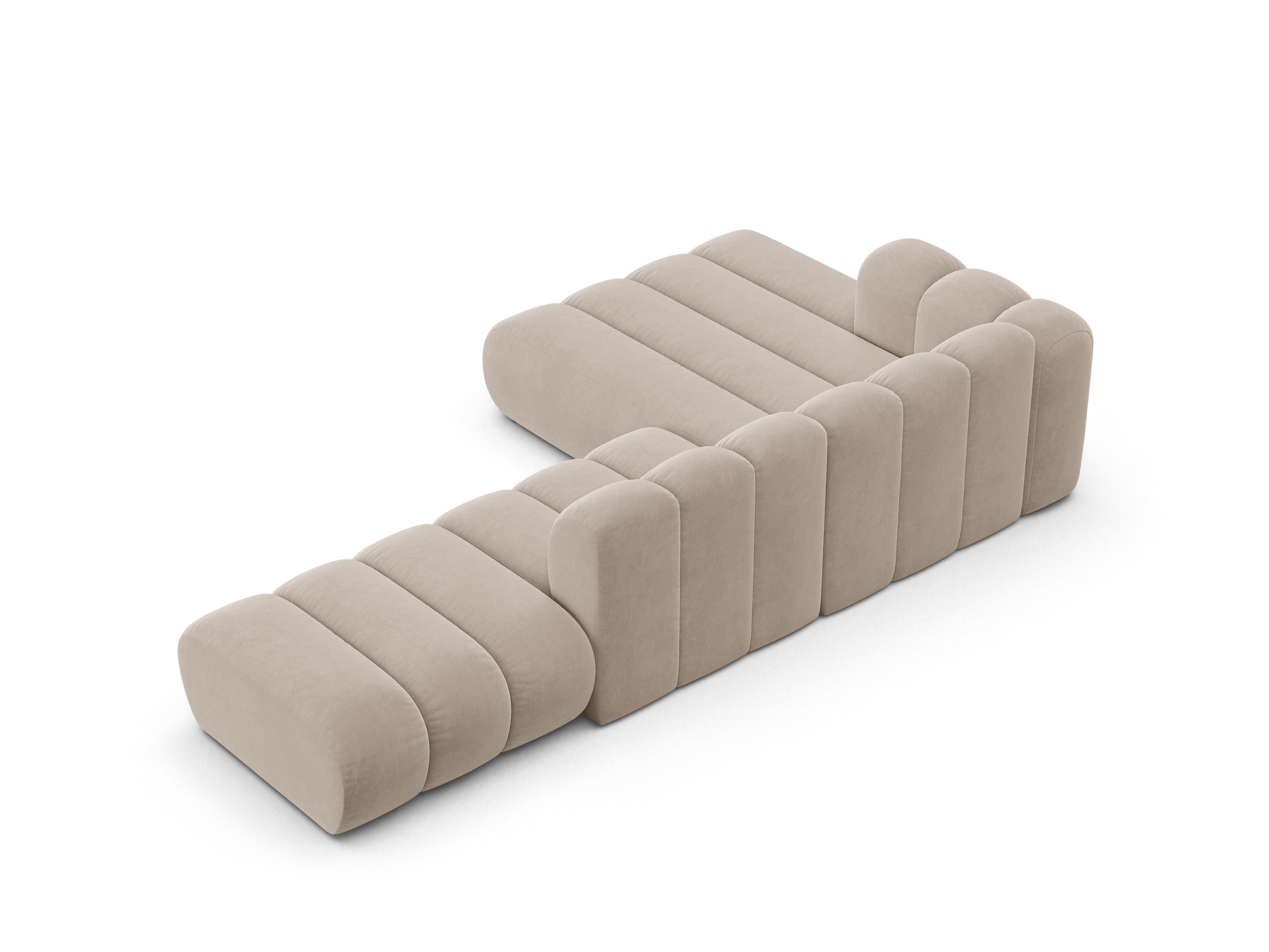 Velvet corner sofa for 5 people, left-sided LUPINE beige