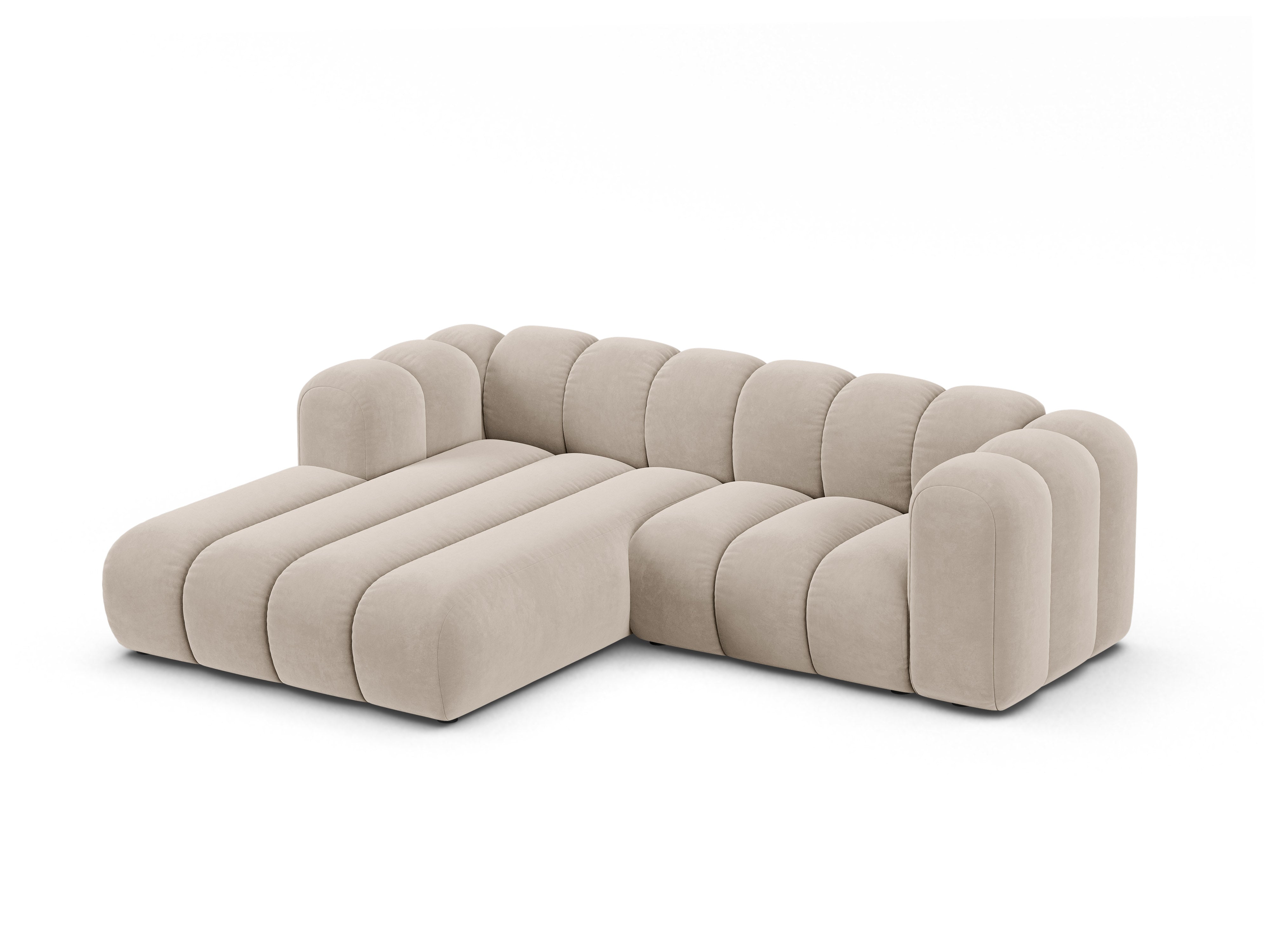 Velvet corner sofa for 3 people, left-sided LUPINE beige