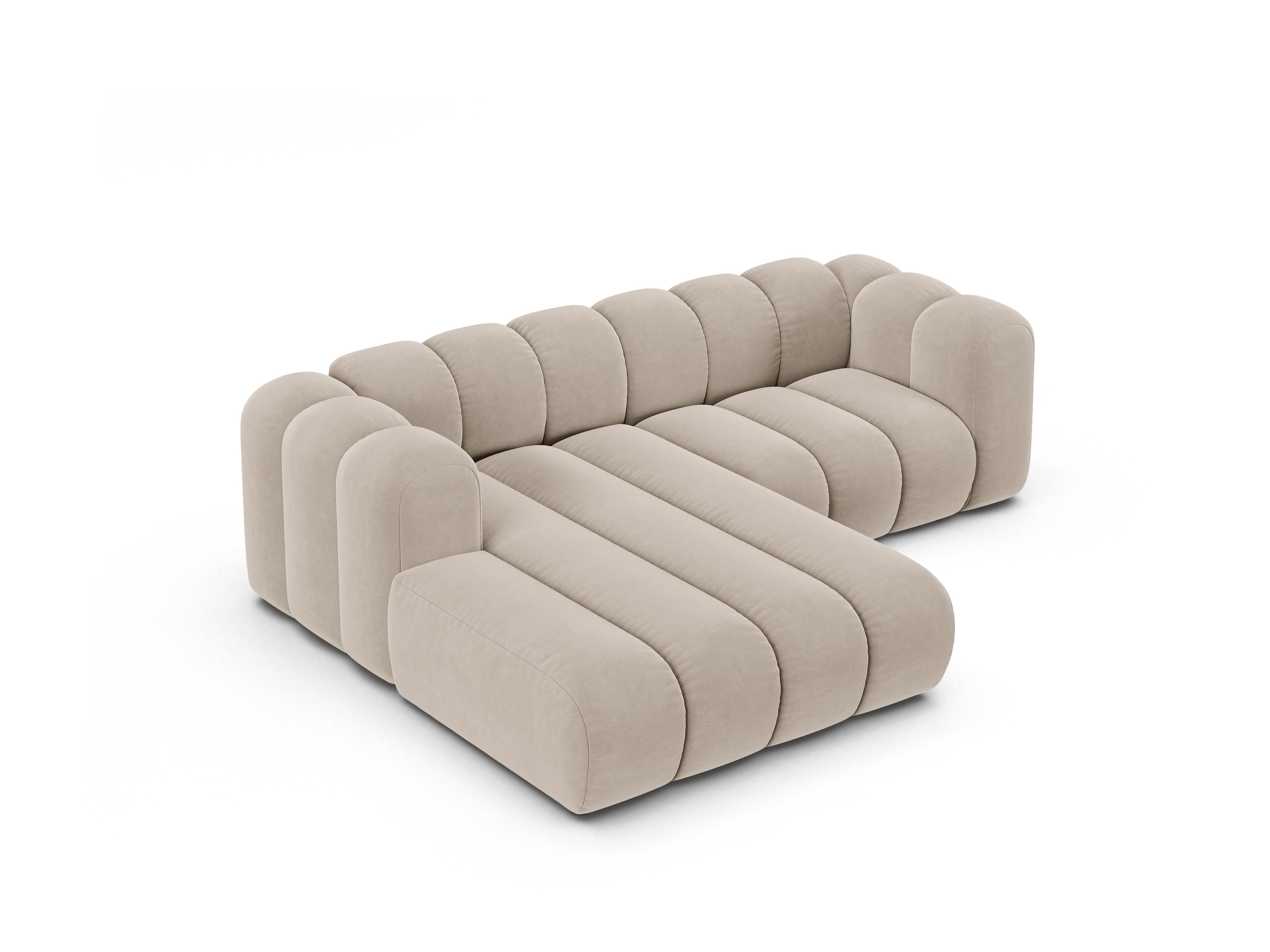 Velvet corner sofa for 3 people, left-sided LUPINE beige