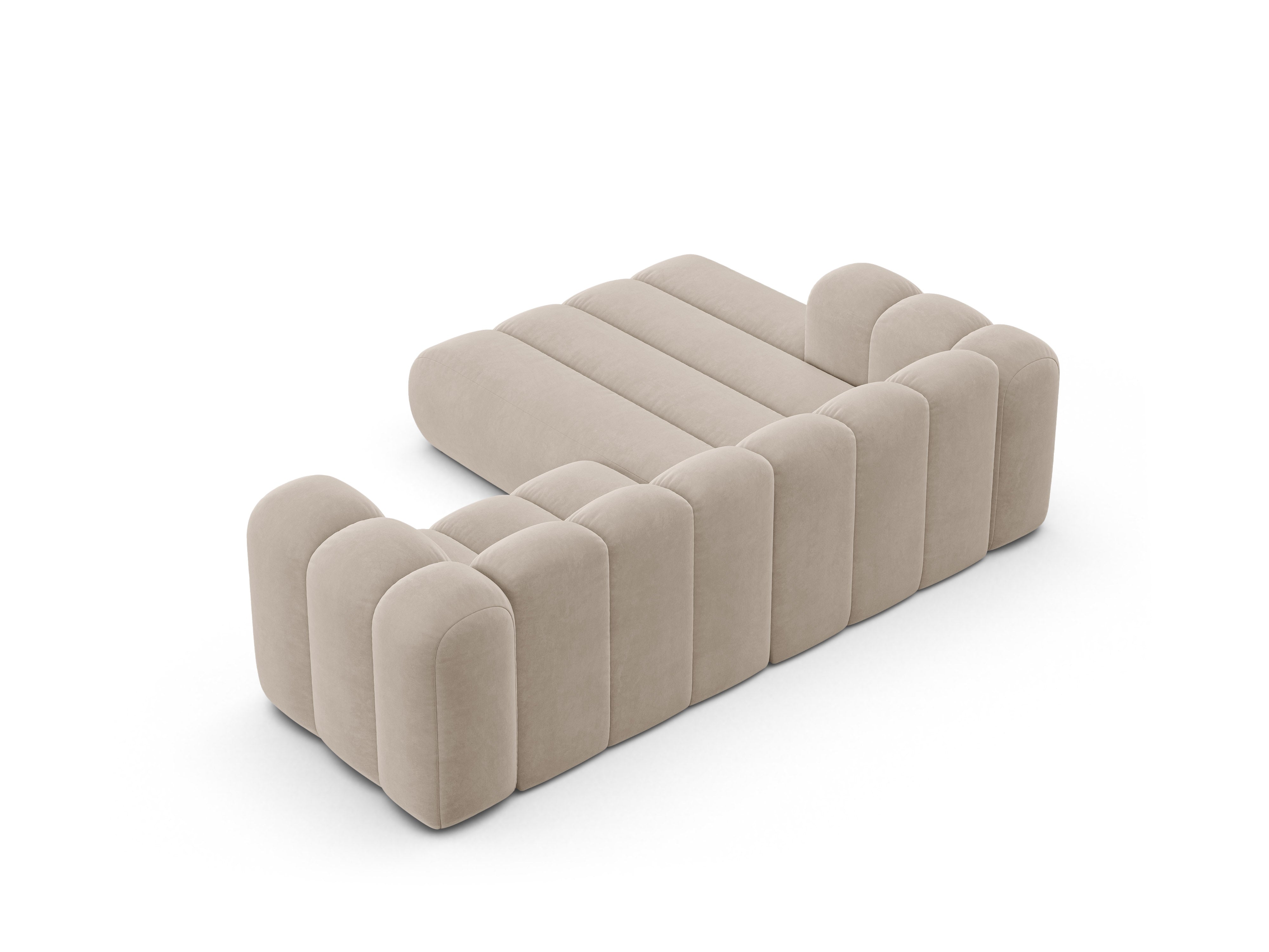 Velvet corner sofa for 3 people, left-sided LUPINE beige