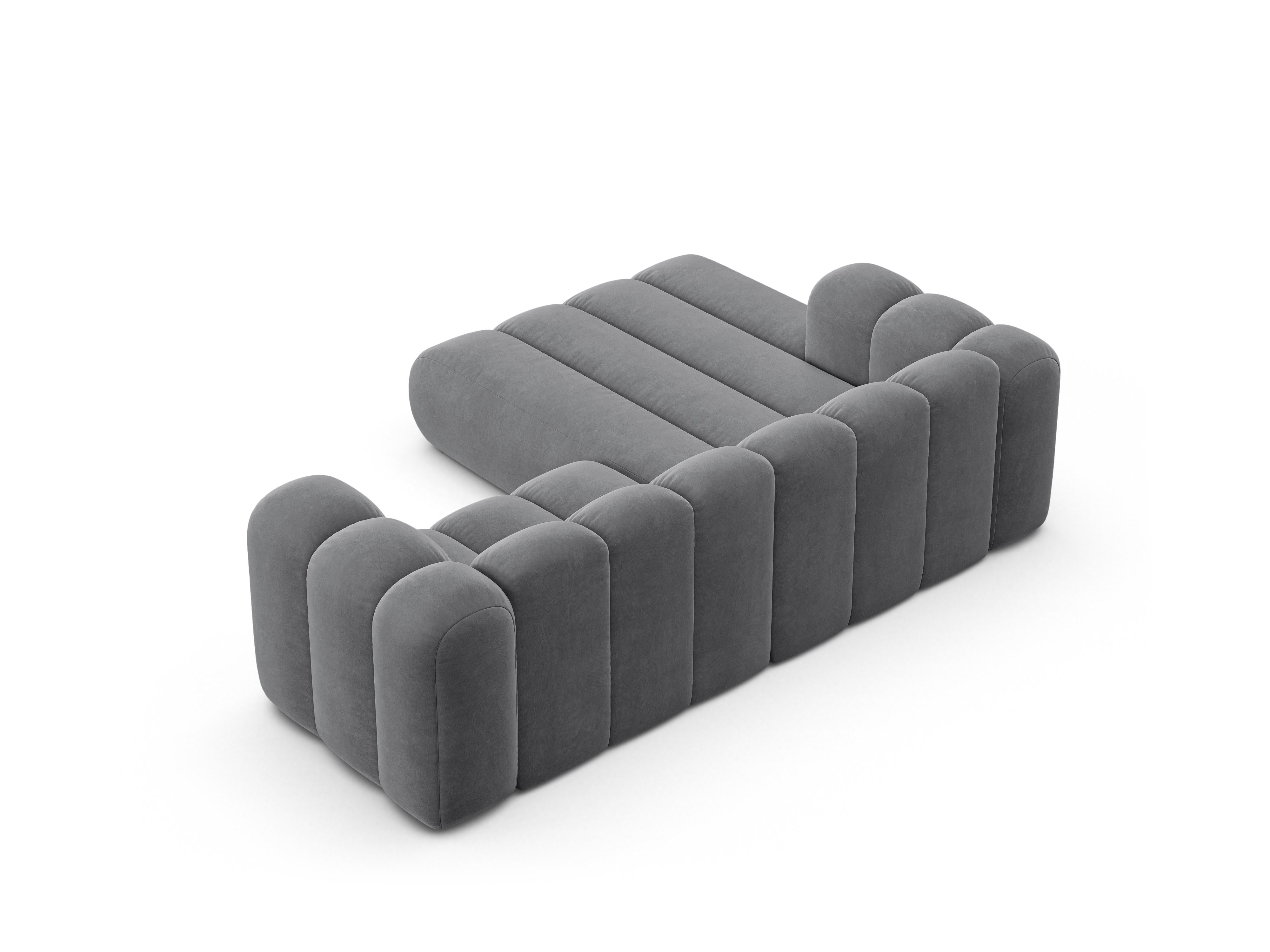 Left-facing 3-seater velvet corner sofa LUPINE gray