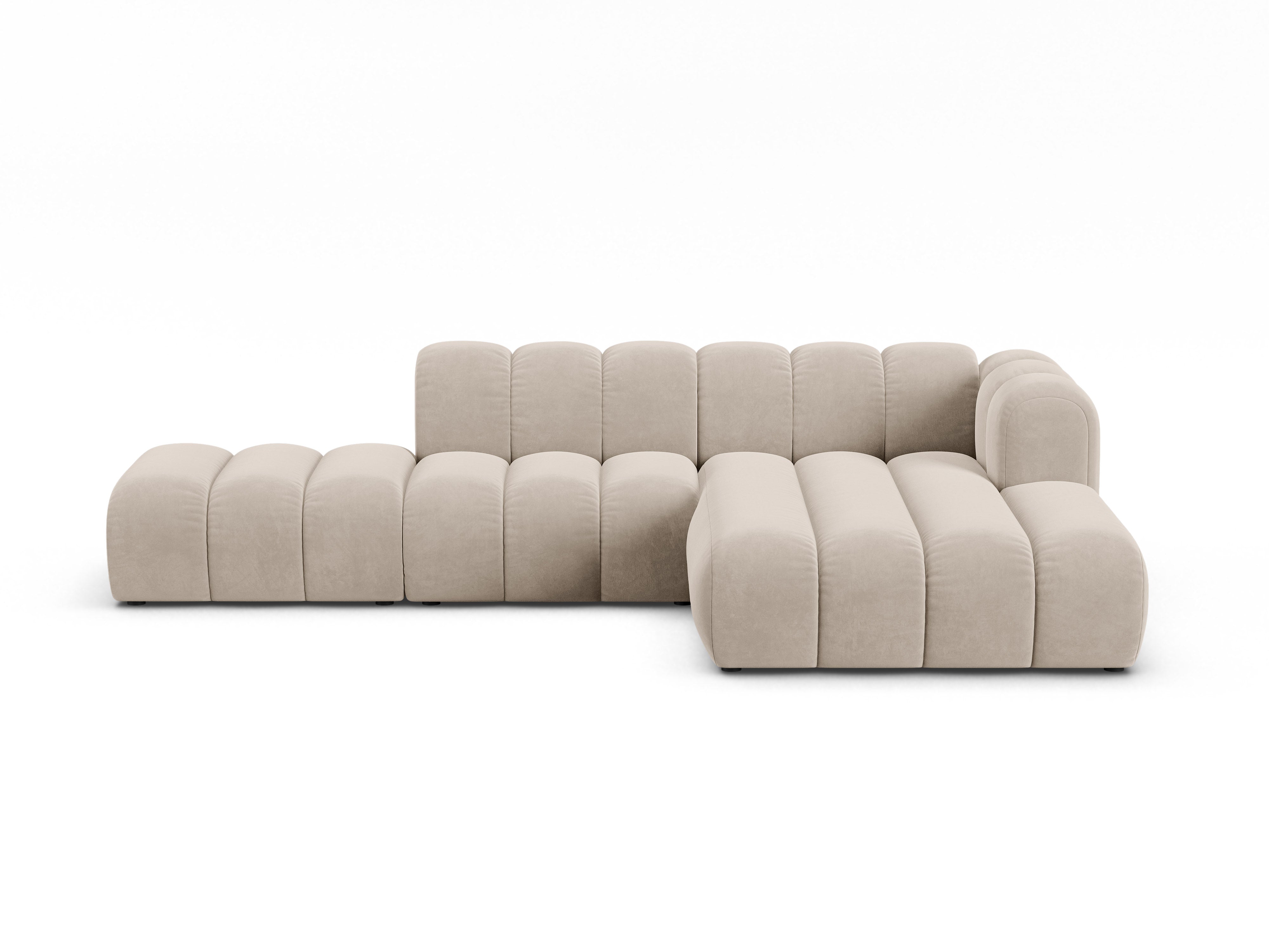 Velvet corner sofa for 5 people right-facing LUPINE beige