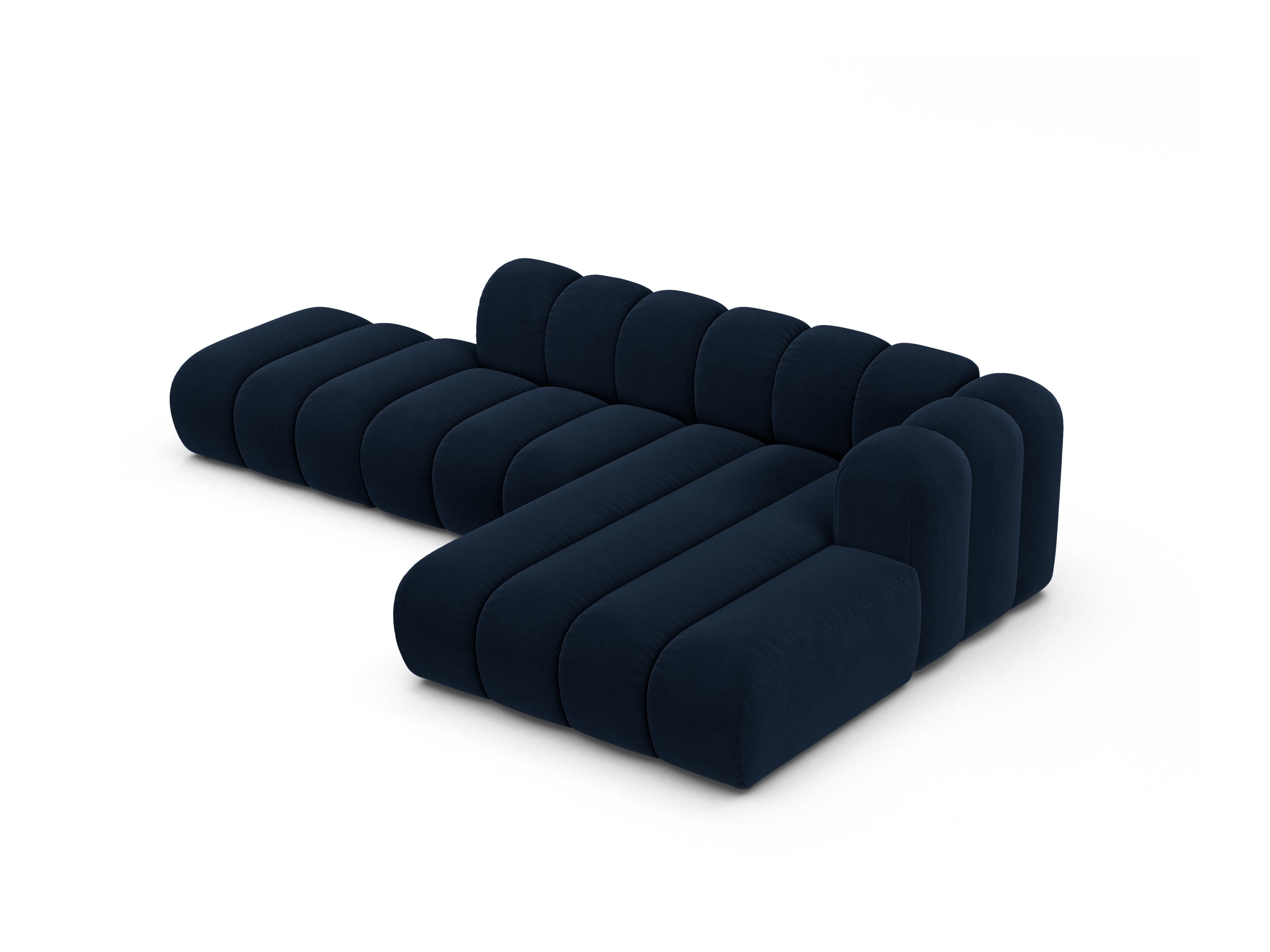 Velvet corner sofa for 5 people right-facing LUPINE navy blue