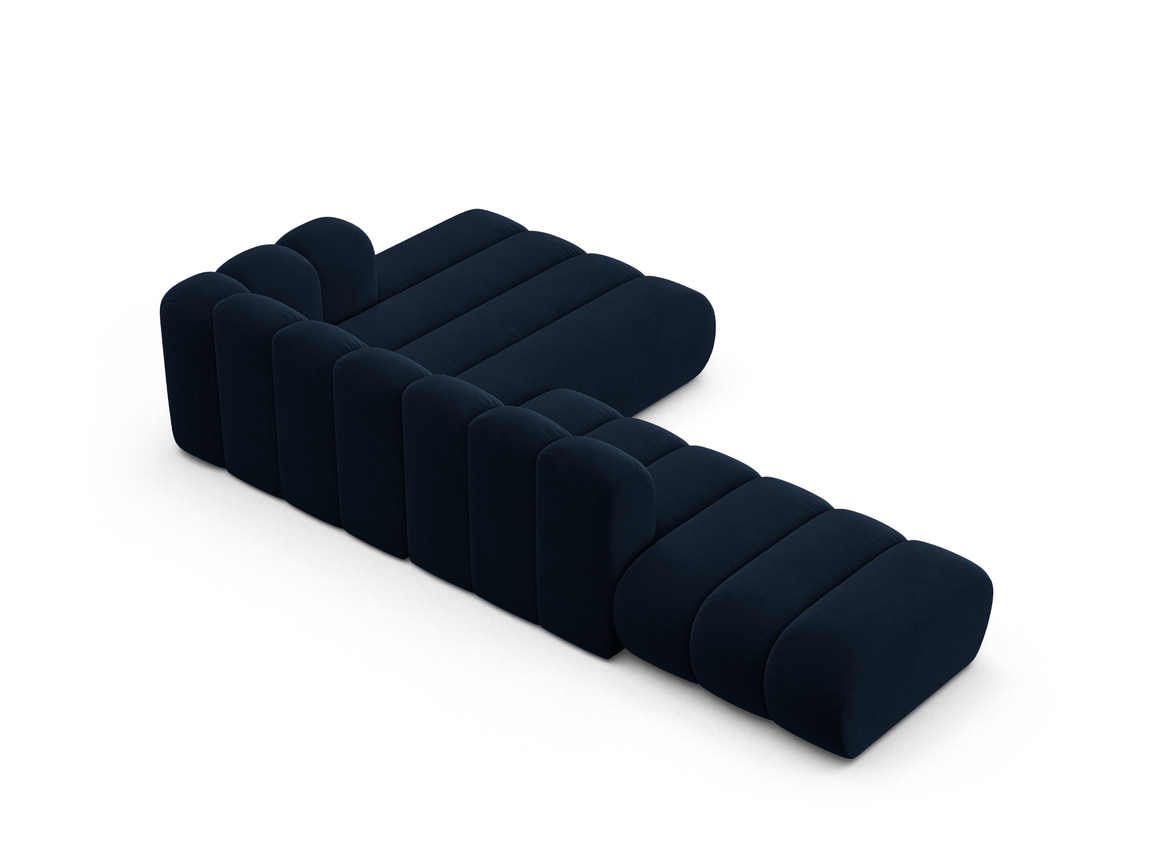 Velvet corner sofa for 5 people right-facing LUPINE navy blue
