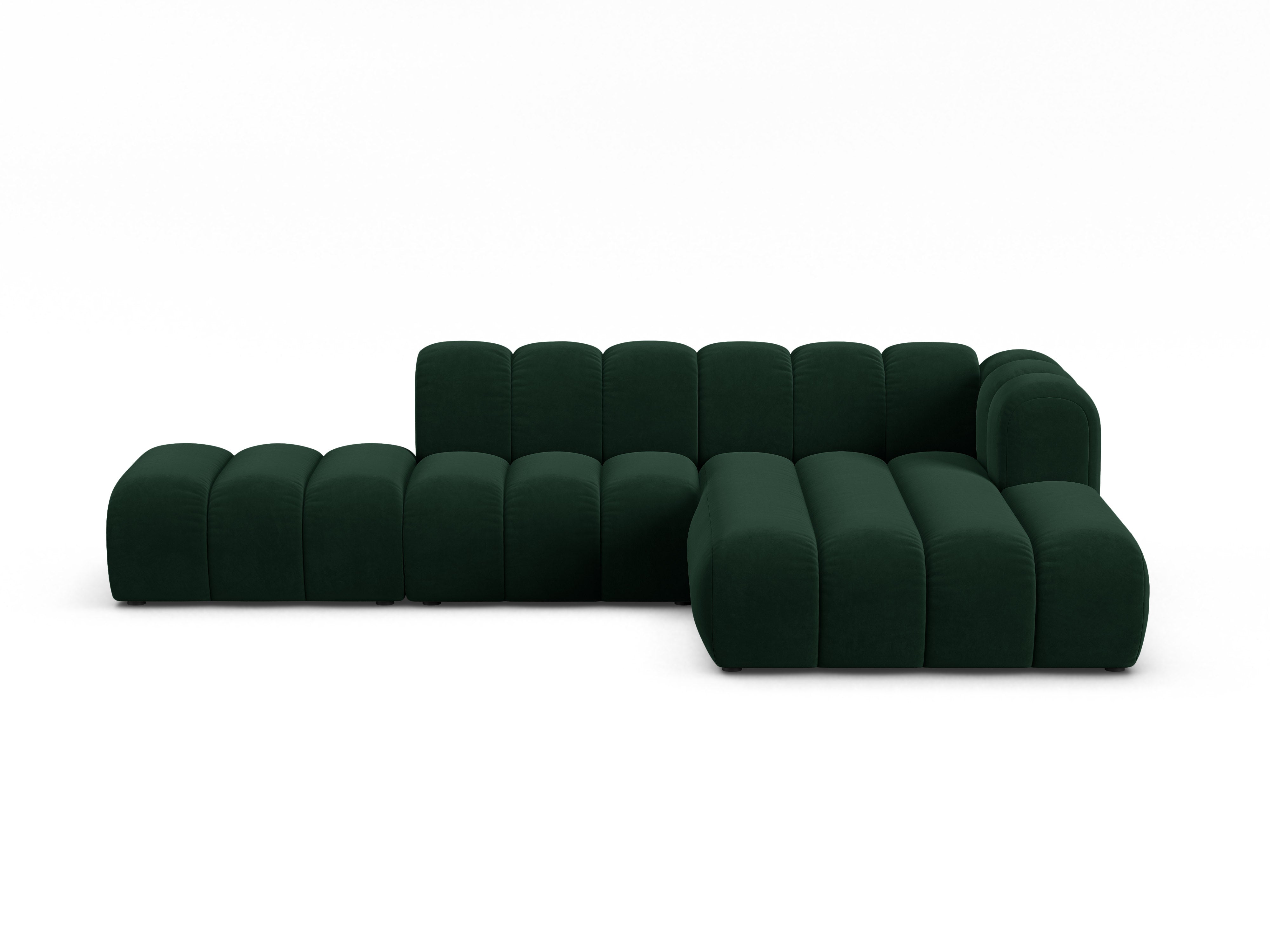 Velvet corner sofa for 5 people right-facing LUPINE bottle green
