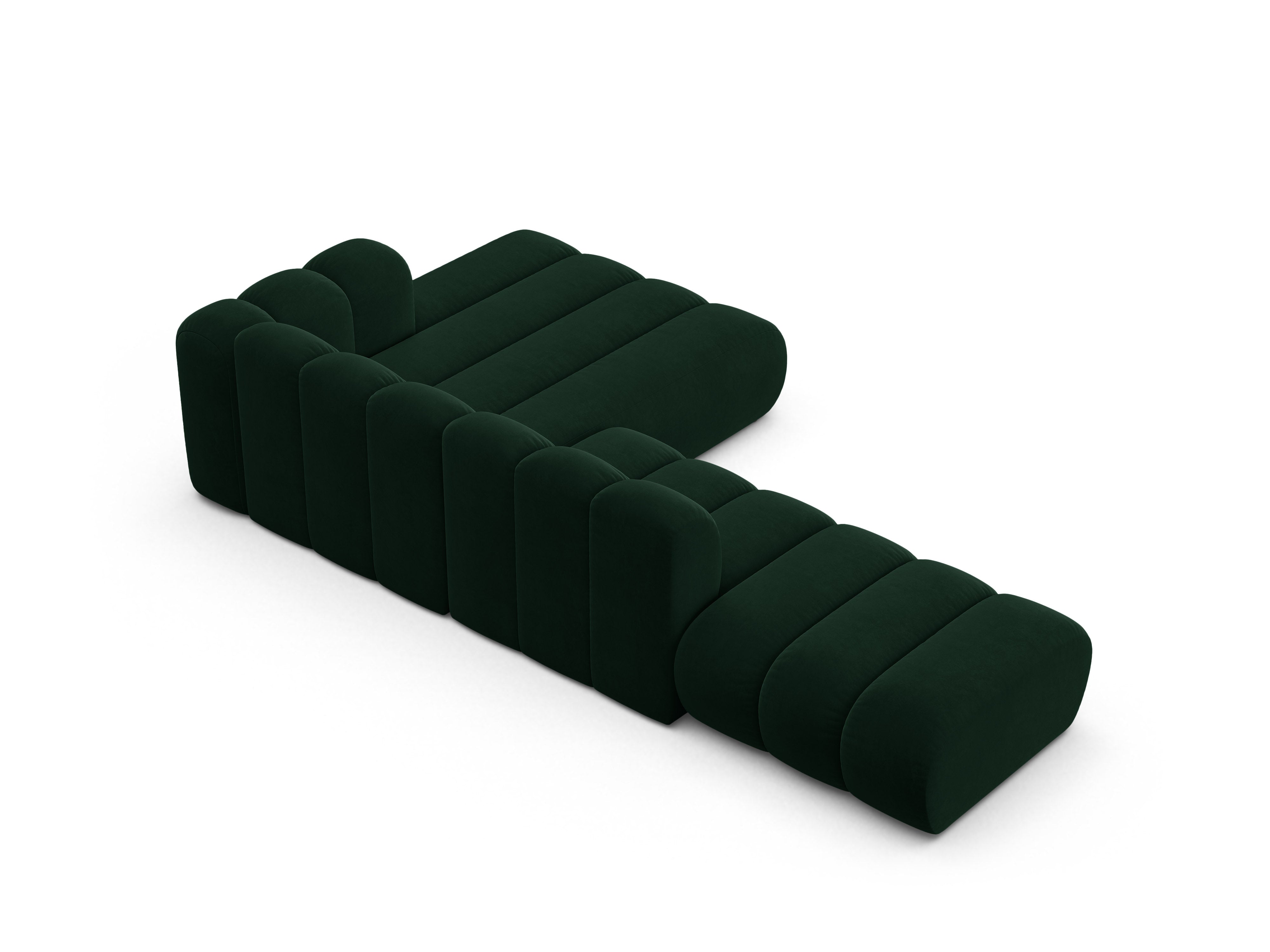 Velvet corner sofa for 5 people right-facing LUPINE bottle green