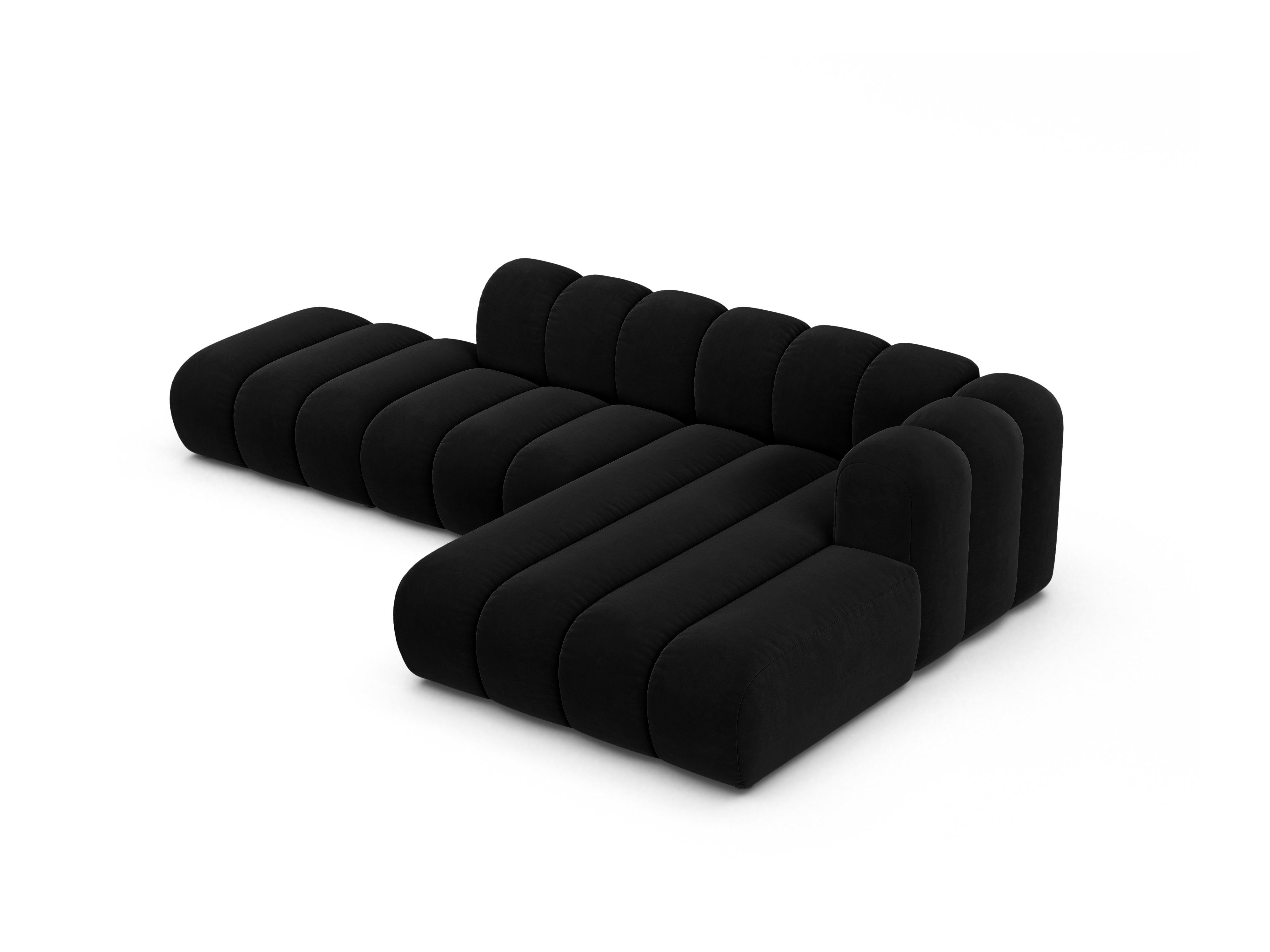 Velvet corner sofa for 5 people right-facing LUPINE black