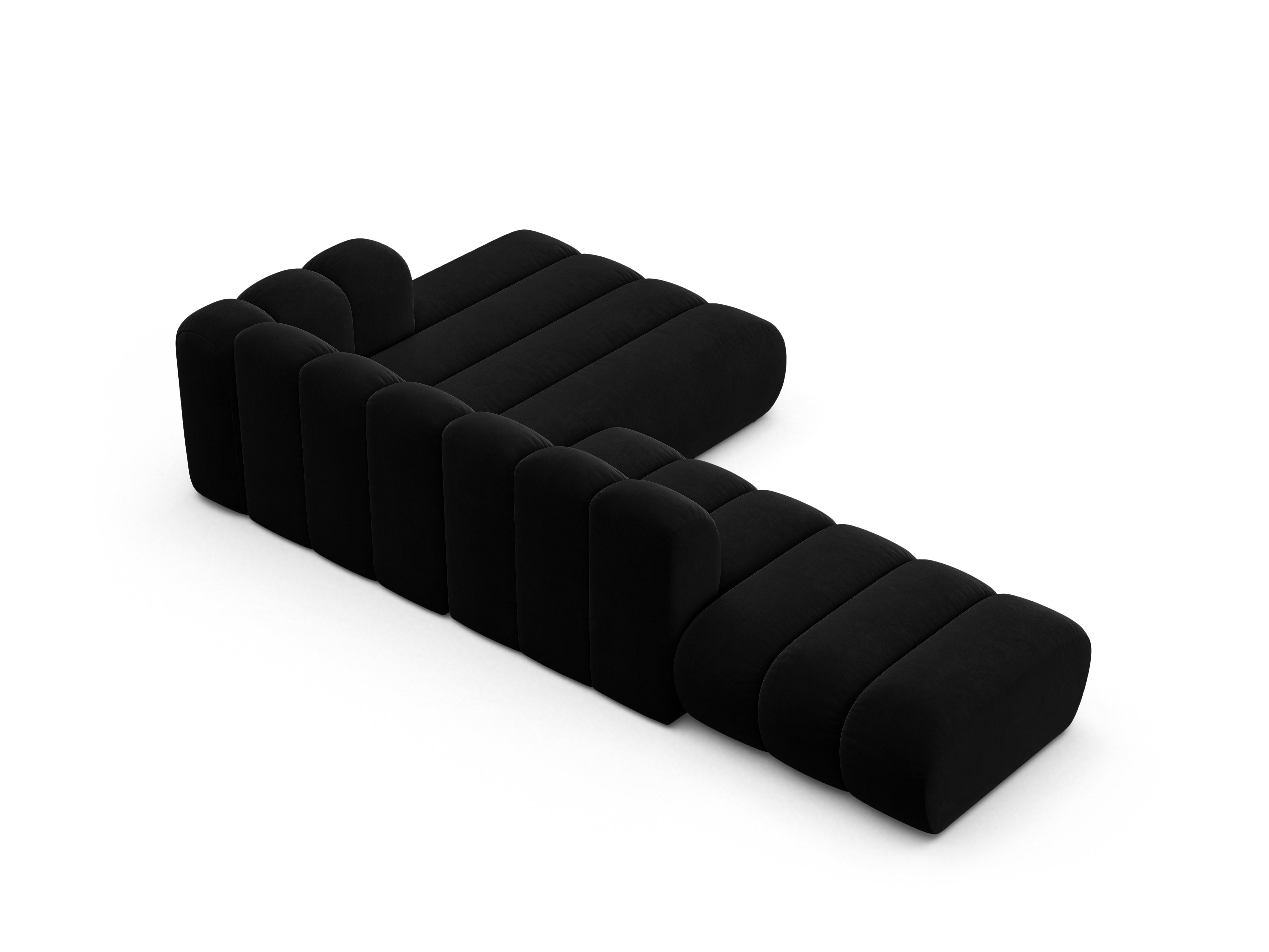 Velvet corner sofa for 5 people right-facing LUPINE black
