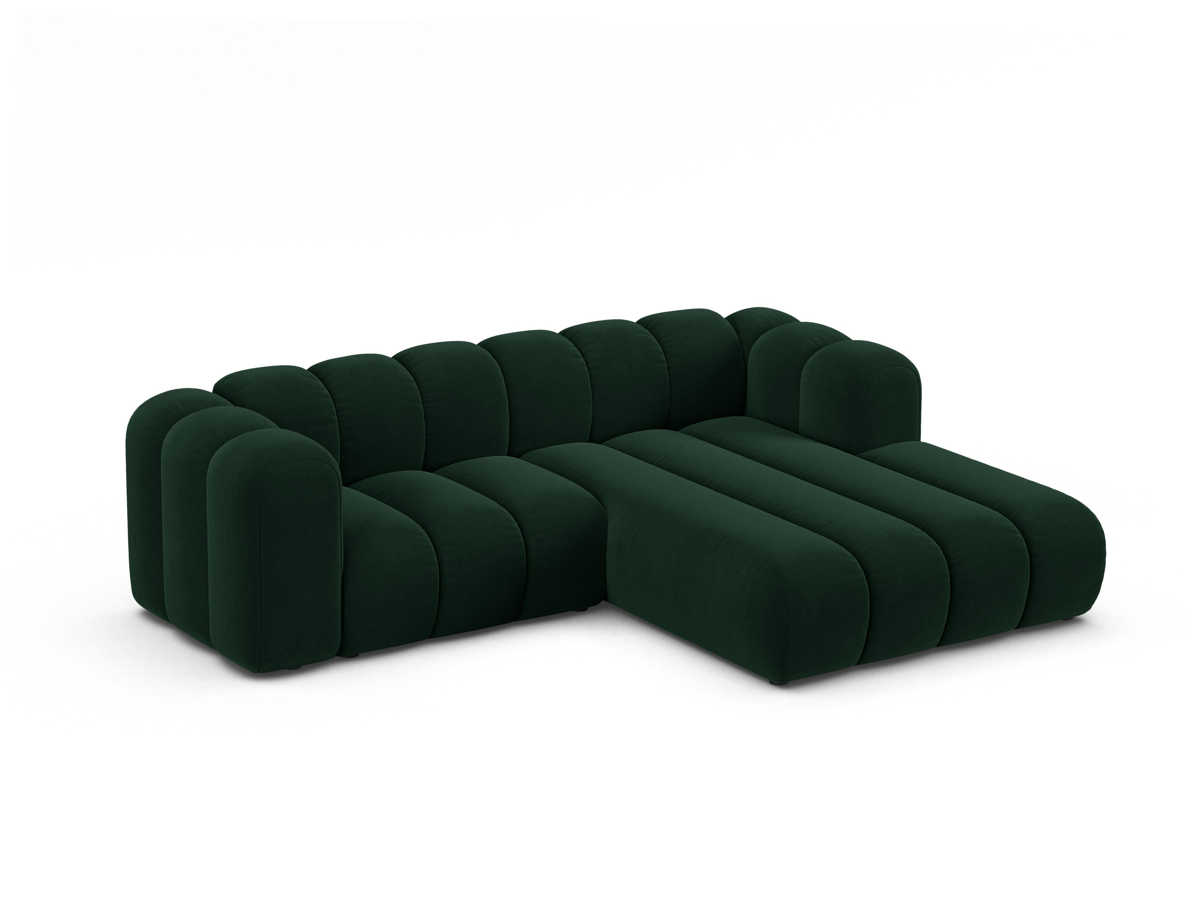 Velvet corner sofa for 3 people right-facing LUPINE bottle green