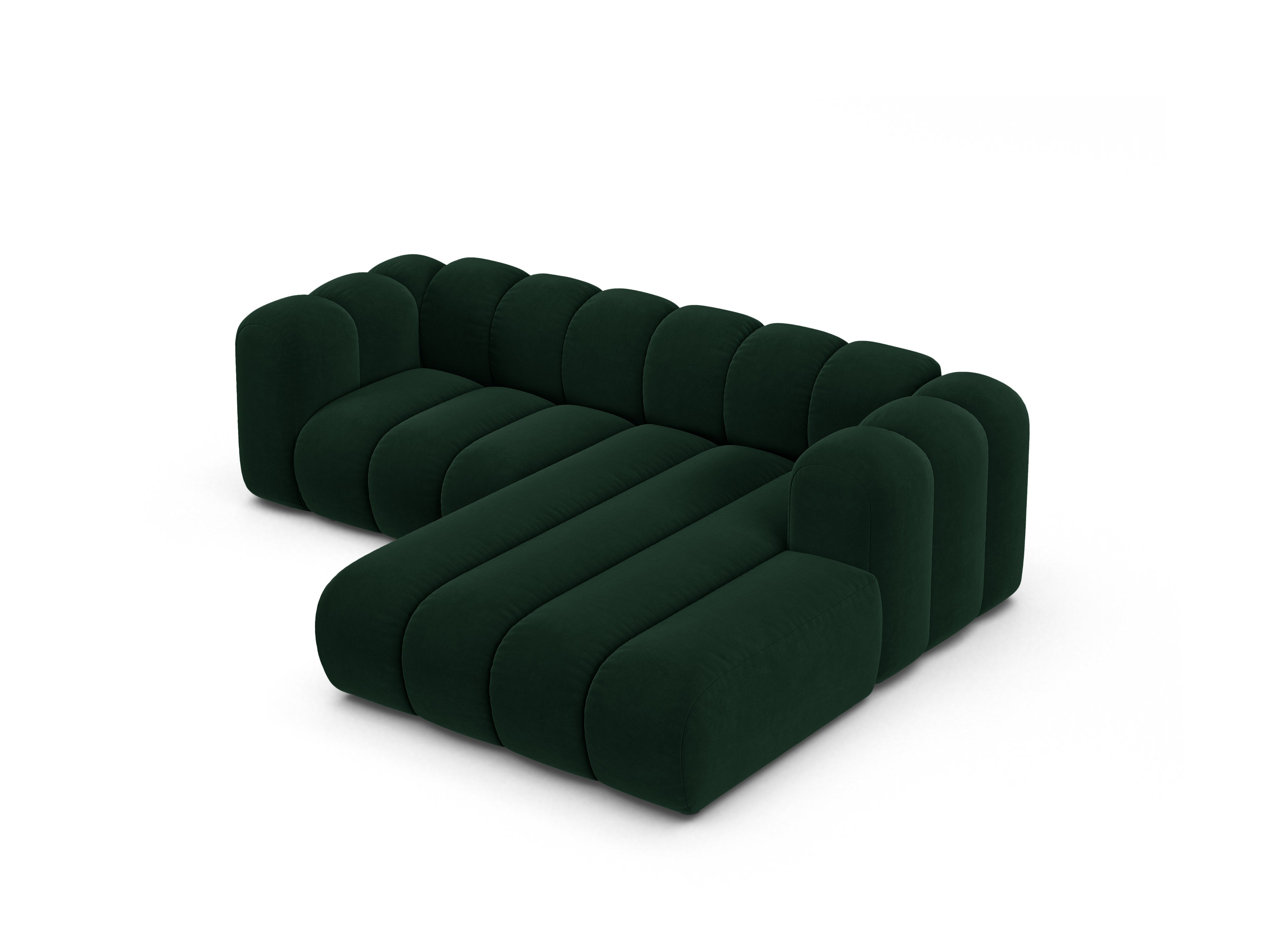 Velvet corner sofa for 3 people right-facing LUPINE bottle green